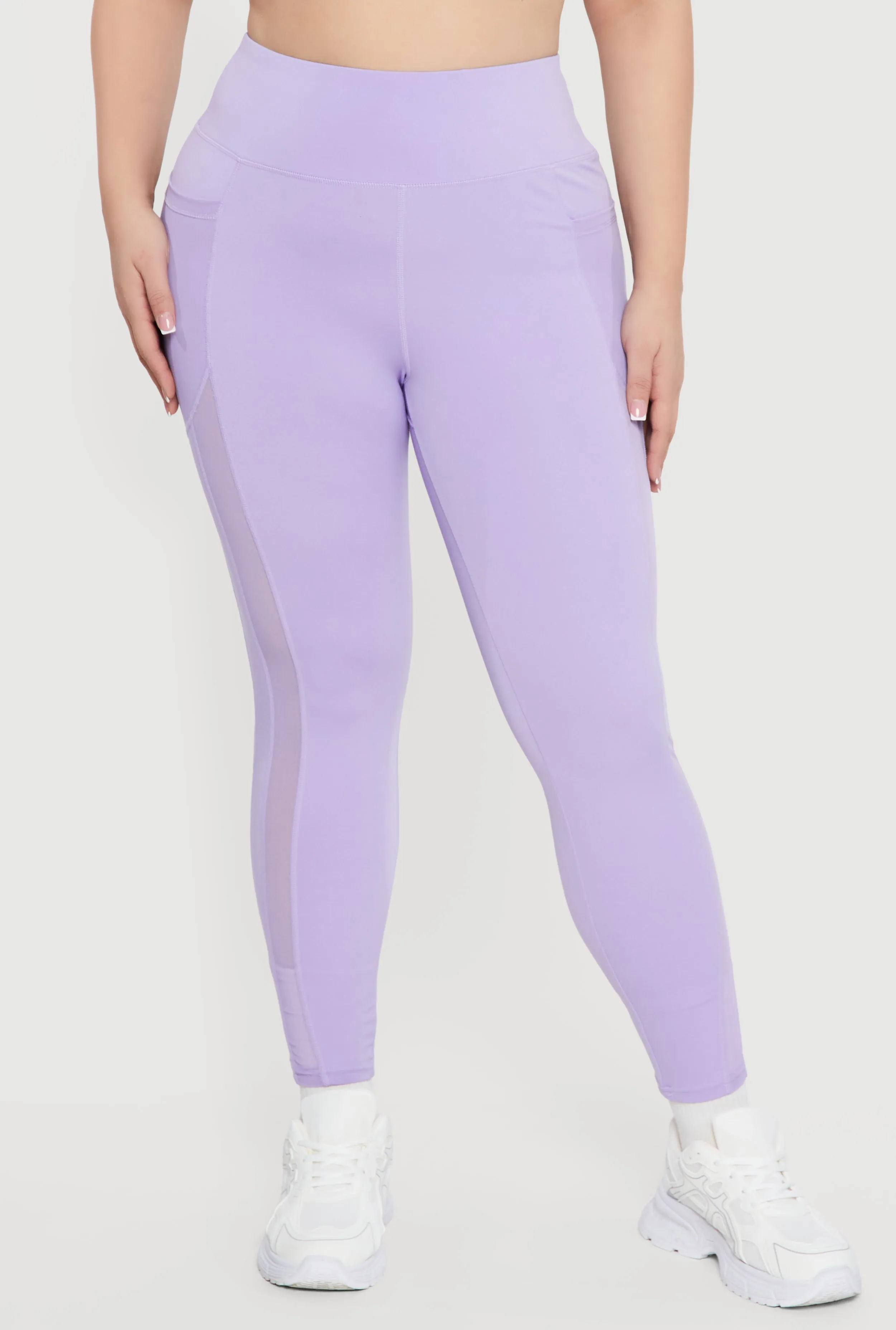 Plus Size Mesh Detail Cell Phone Pocket Leggings sold by Rainbow product image thumbnail 3