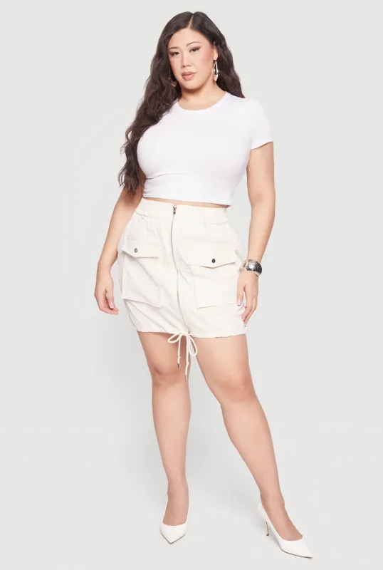 Plus Size Drawstring Hem Zip Front Cargo Skirt sold by Rainbow