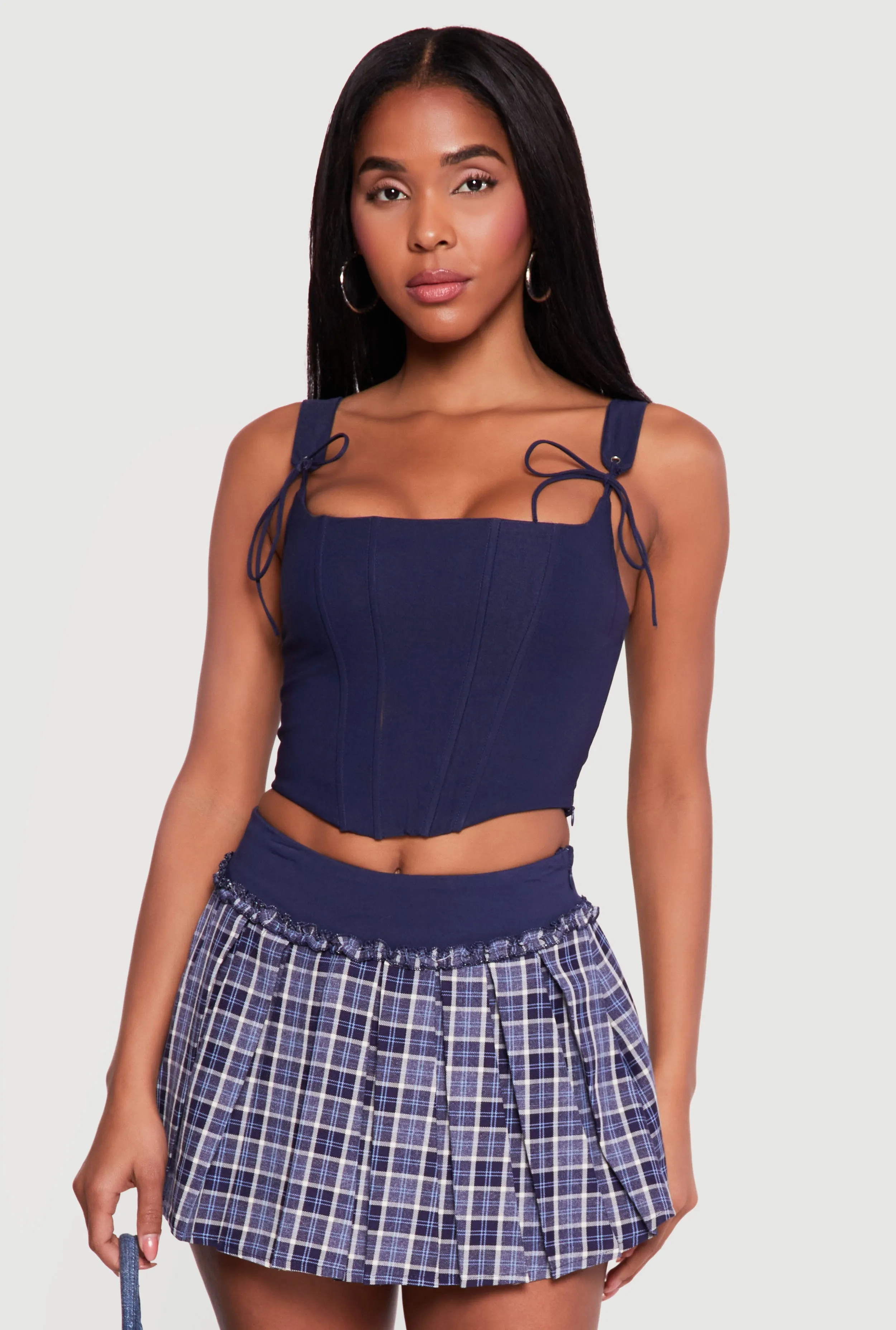 Tie Strap Cropped Corset Top sold by Rainbow