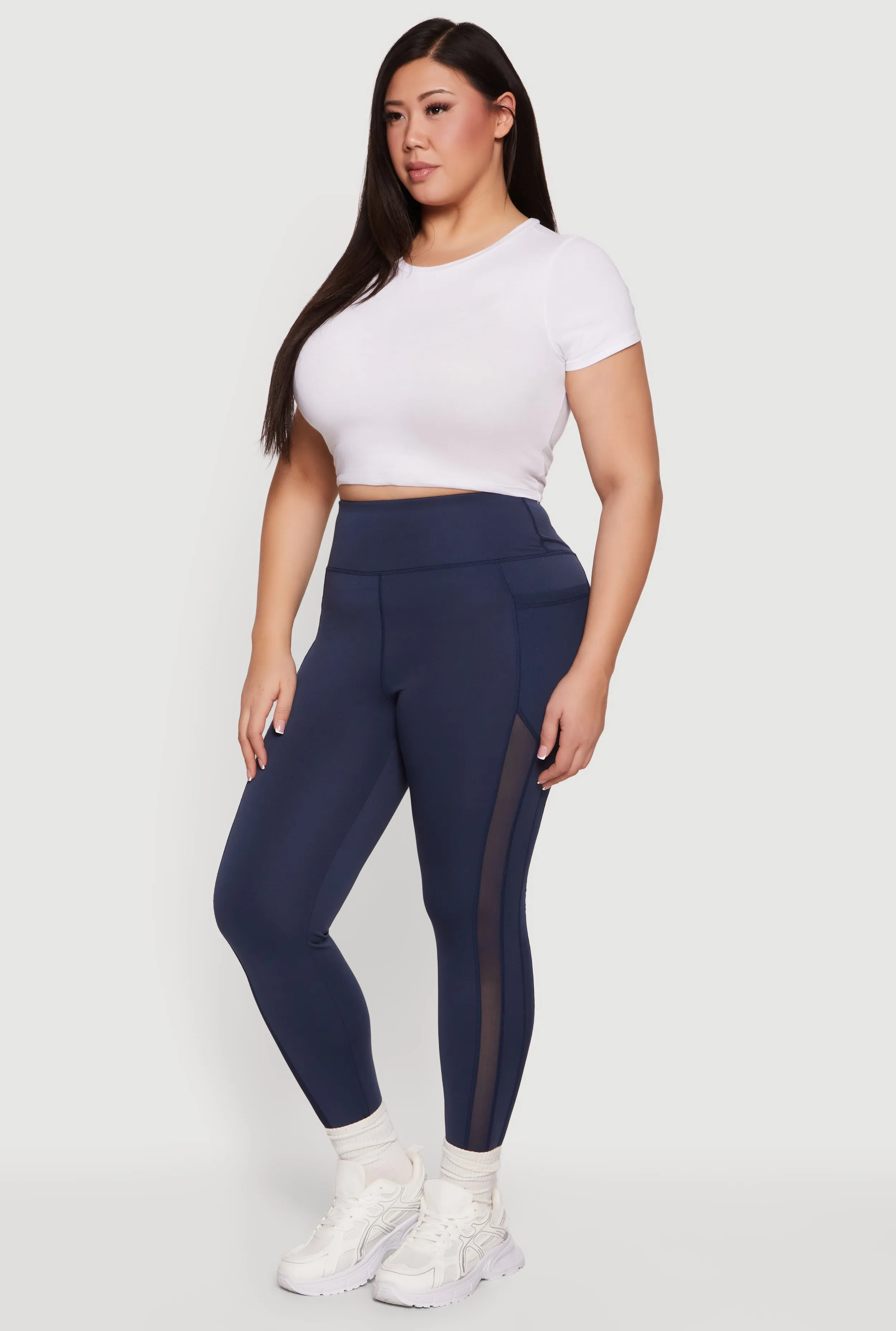 Plus Size Mesh Detail Cell Phone Pocket Leggings sold by Rainbow product image thumbnail 2