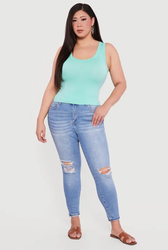 Plus Size Seamless Scoop Neck Tank Top sold by Rainbow