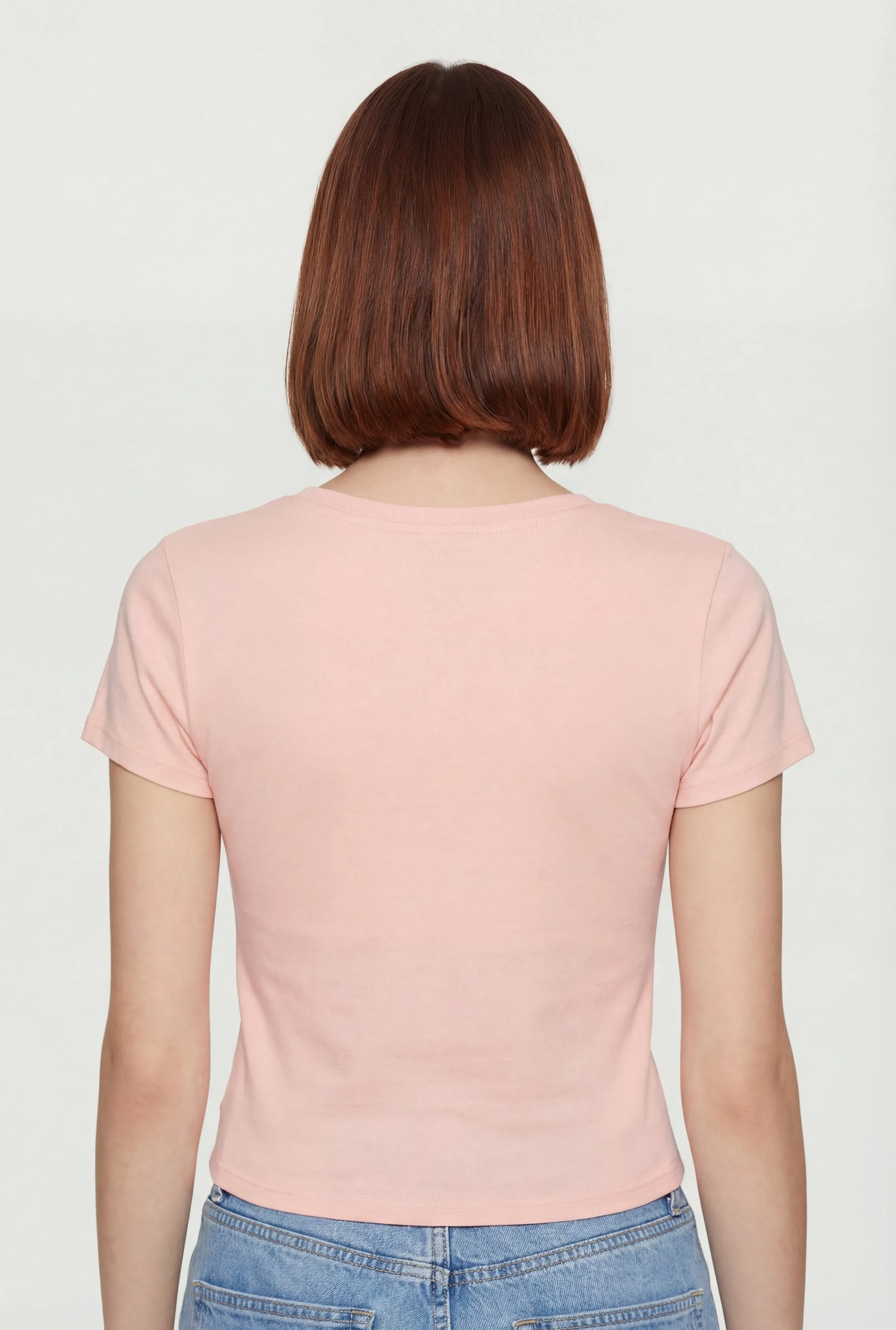 Short Sleeve V Neck Cropped Tee sold by Rainbow product image thumbnail 5