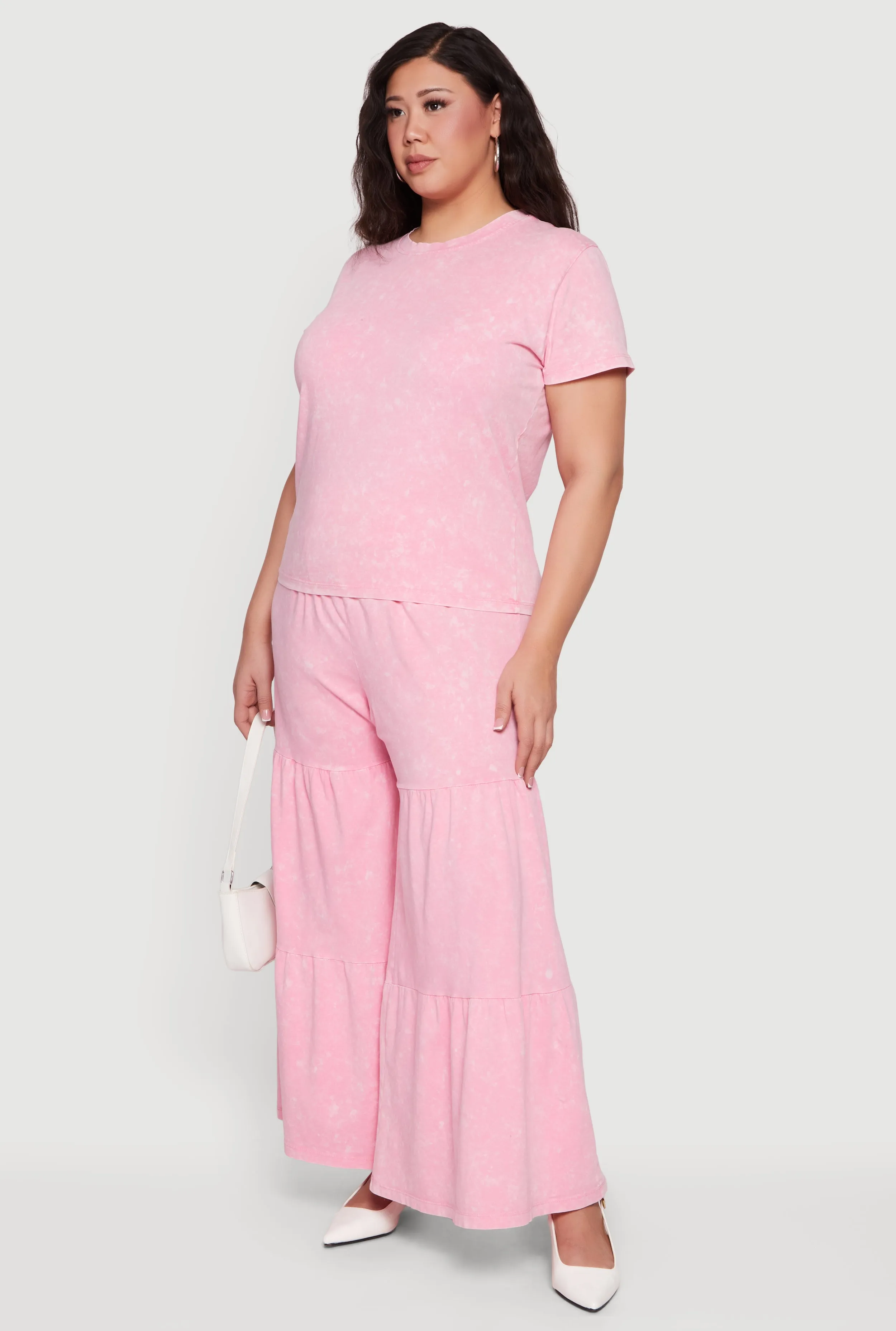 Plus Size Acid Wash Tiered Palazzo Pants sold by Rainbow product image thumbnail 2