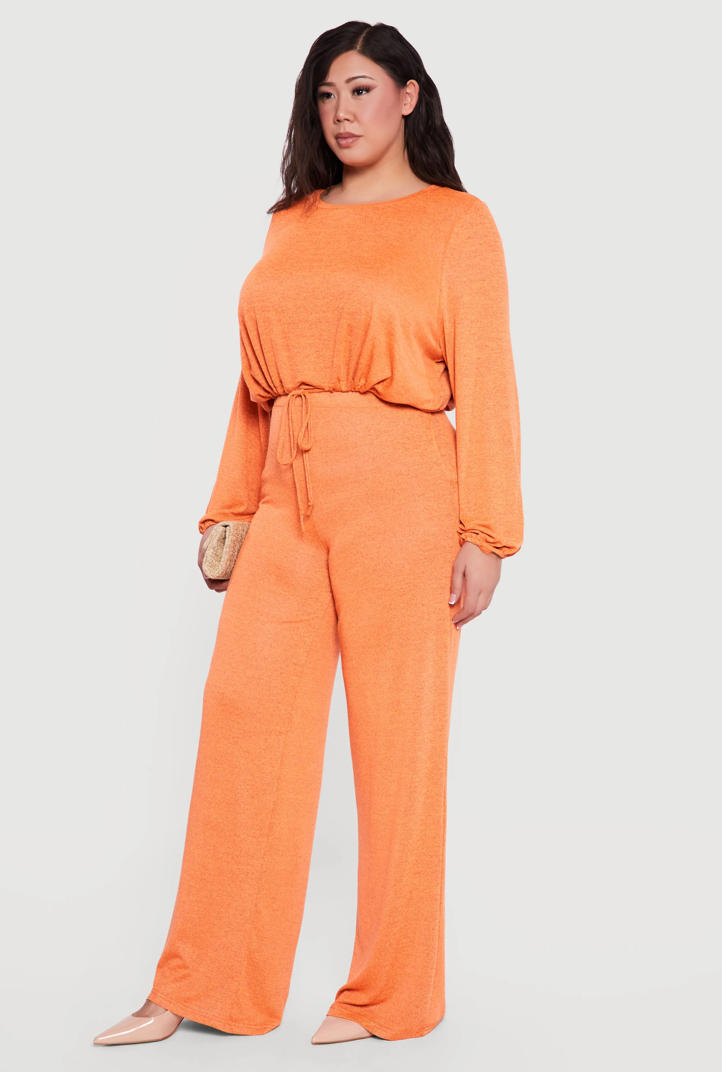 Plus Size High Waisted Wide Leg Brushed Knit Pants sold by Rainbow product image thumbnail 2