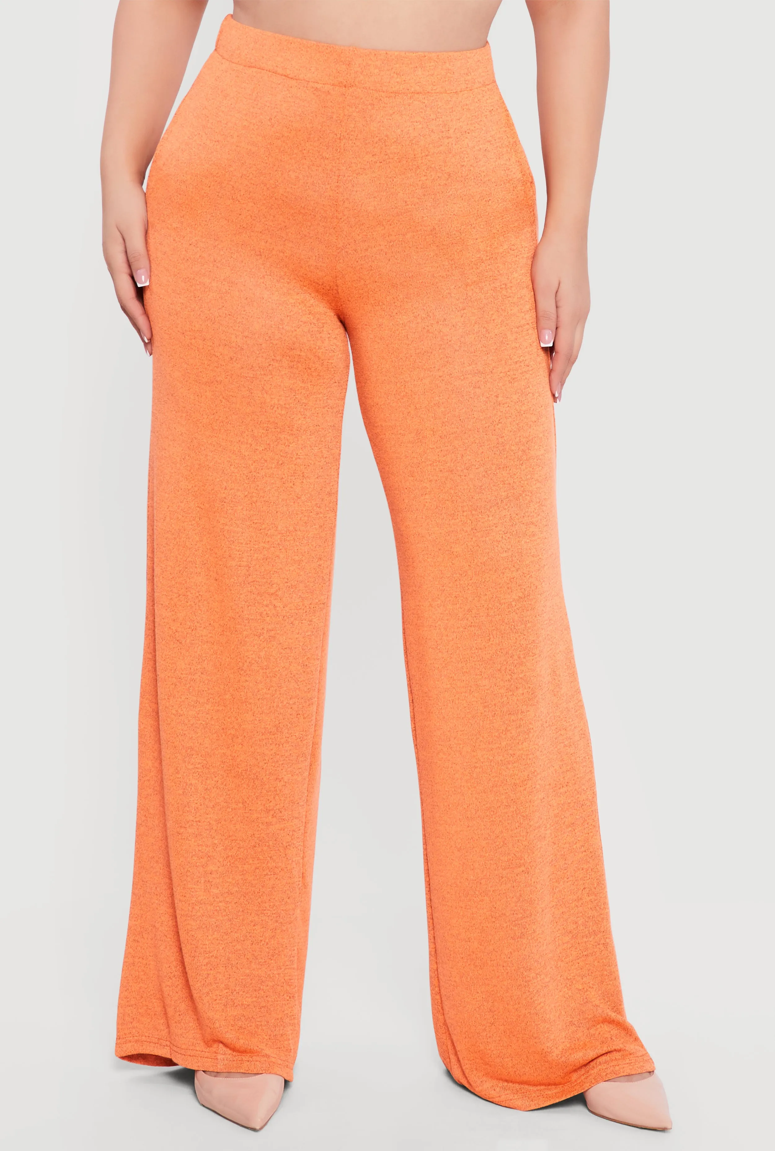 Plus Size High Waisted Wide Leg Brushed Knit Pants sold by Rainbow product image thumbnail 3