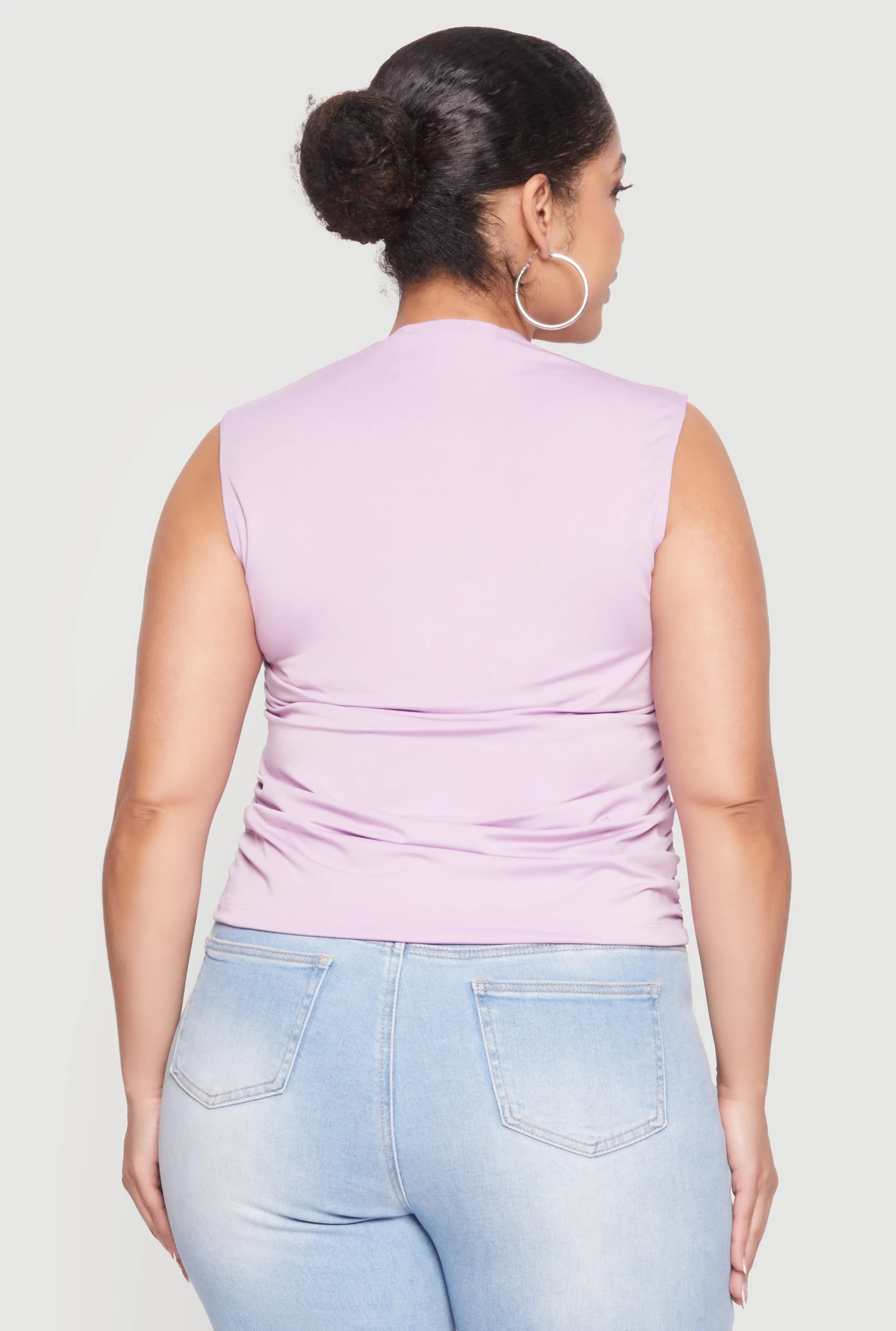 Plus Size Sleeveless Square Neck Ruched Top sold by Rainbow product image thumbnail 5