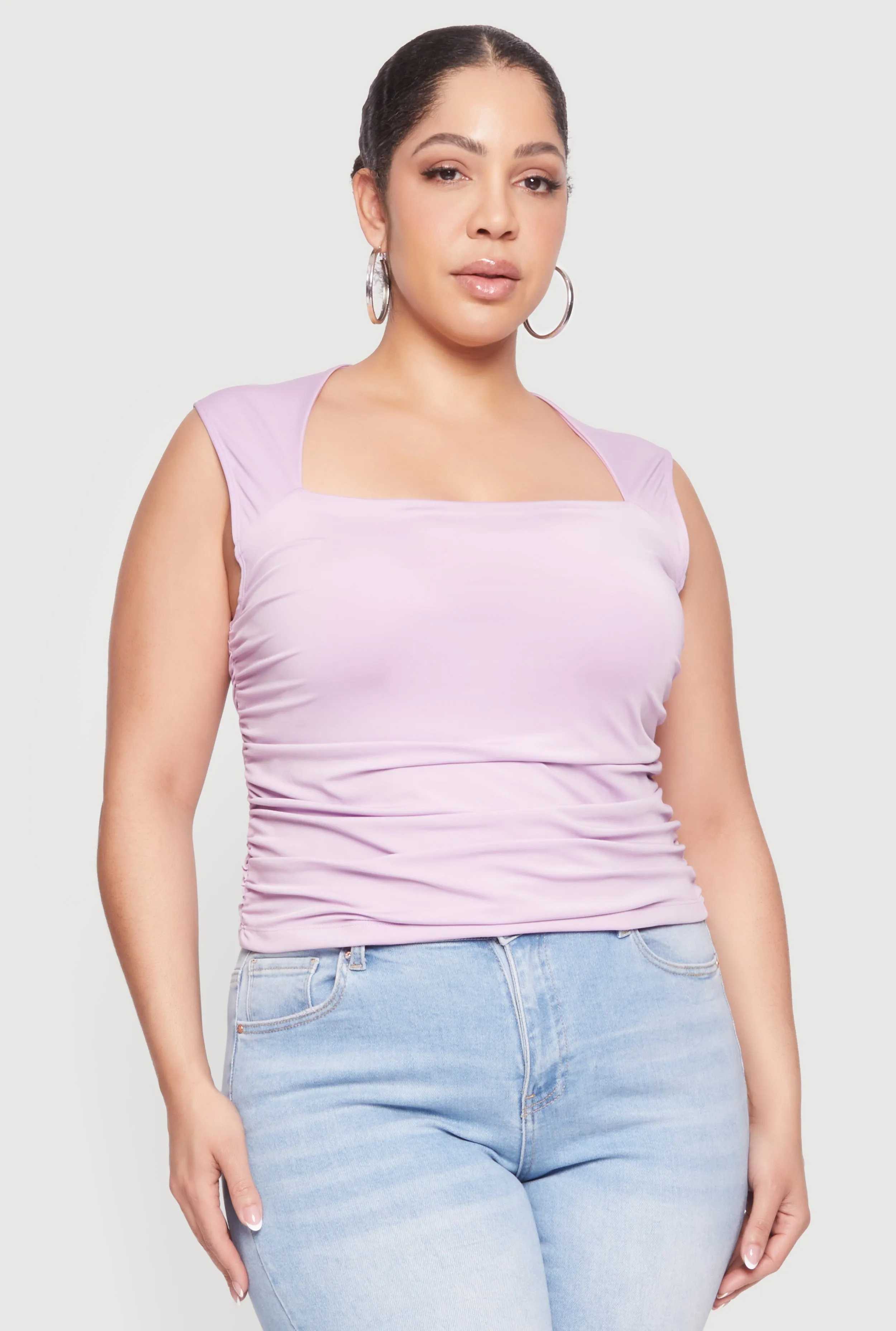 Plus Size Sleeveless Square Neck Ruched Top sold by Rainbow product image thumbnail 2
