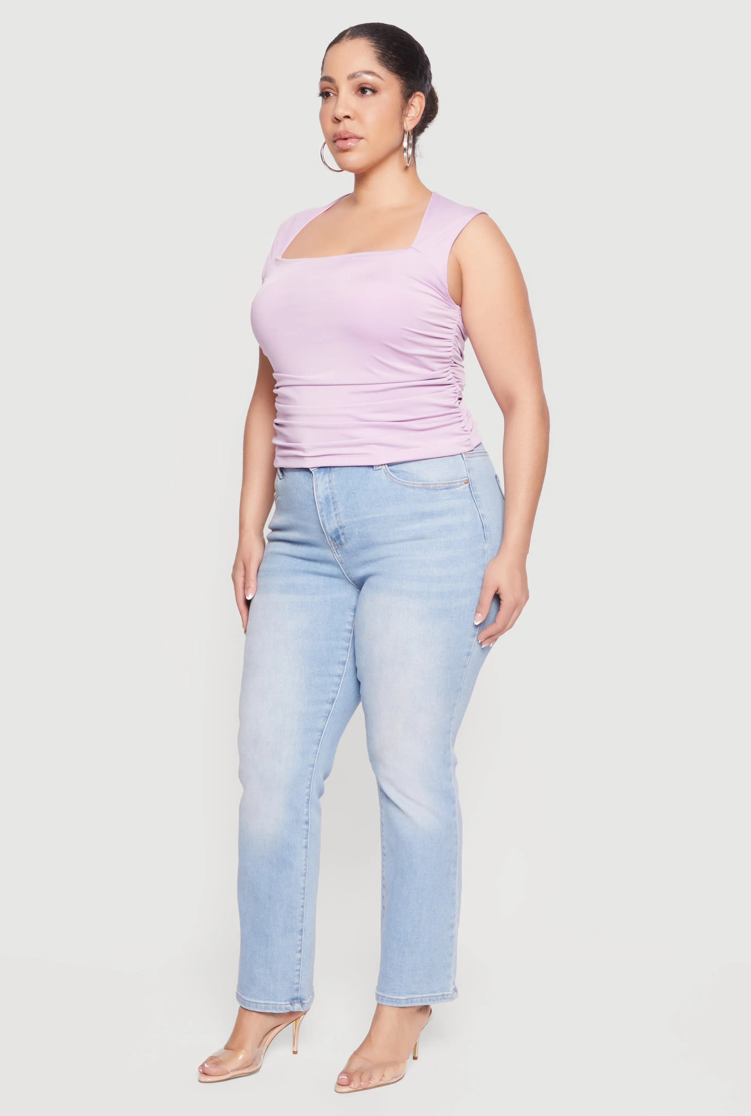 Plus Size Sleeveless Square Neck Ruched Top sold by Rainbow product image thumbnail 3