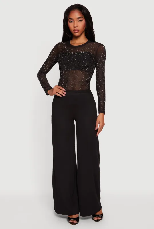 Rhinestone Mesh Long Sleeve Top sold by Rainbow