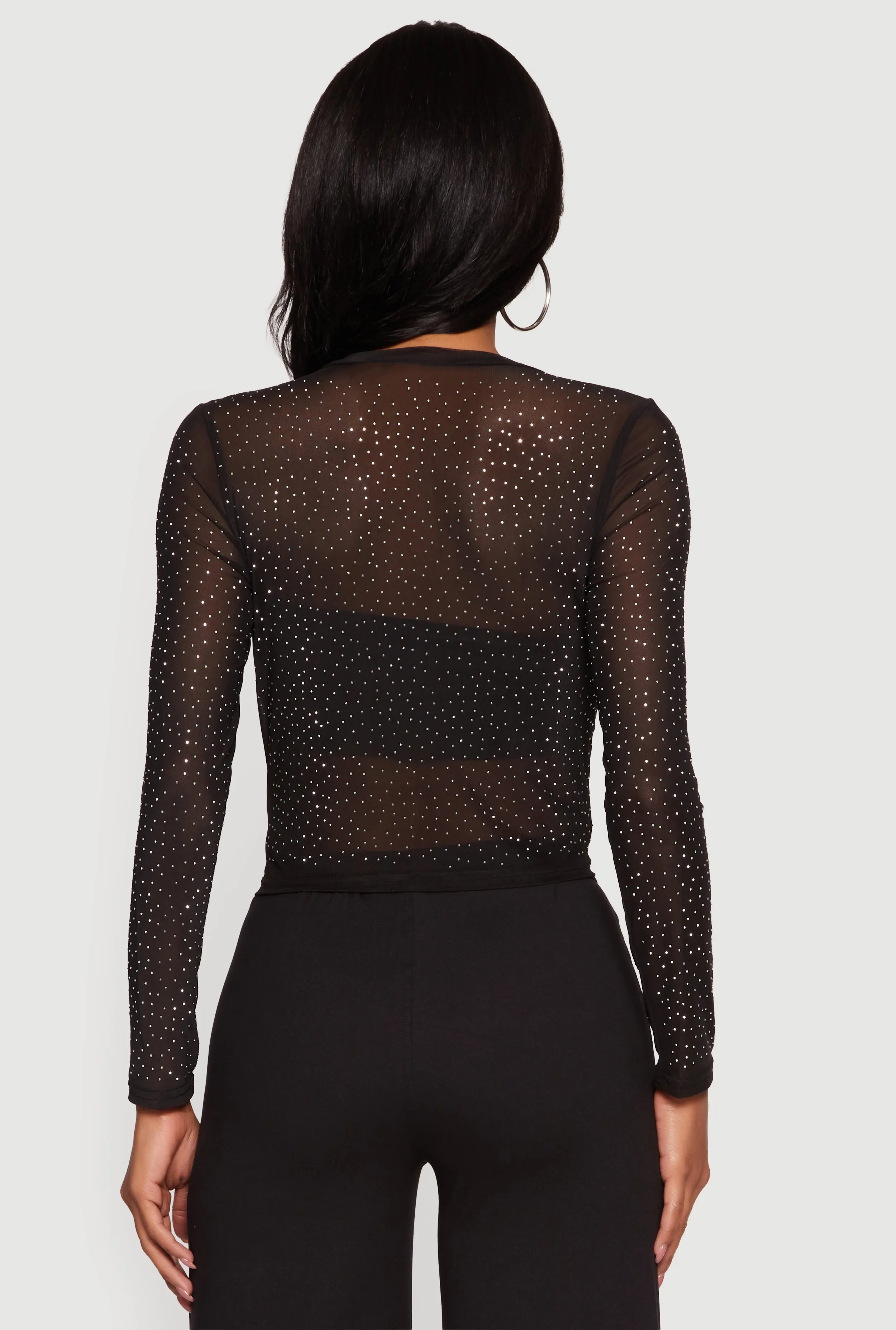 Rhinestone Mesh Long Sleeve Top sold by Rainbow product image thumbnail 5