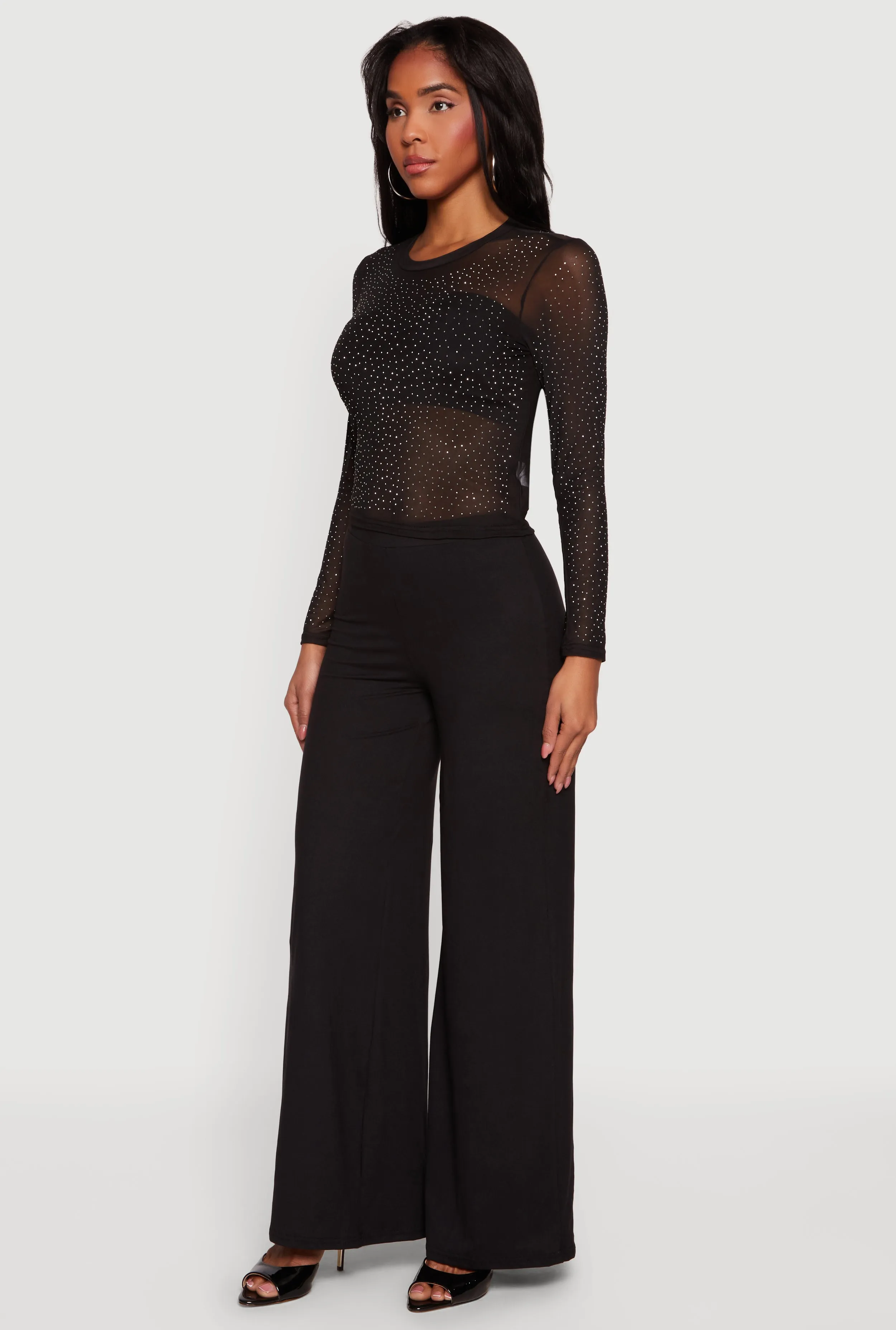 Rhinestone Mesh Long Sleeve Top sold by Rainbow product image thumbnail 3