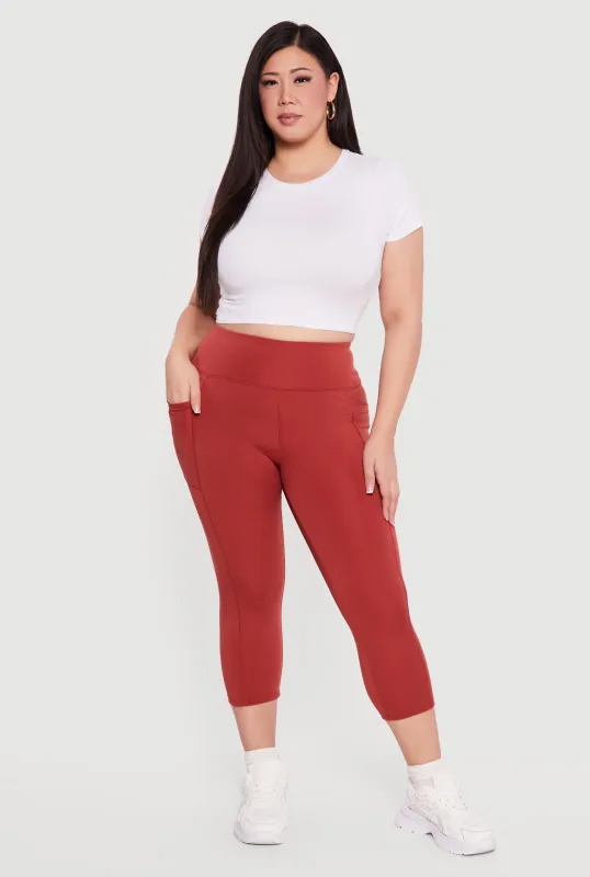 Plus Size Capri Leggings with Side Pockets made by Rainbow