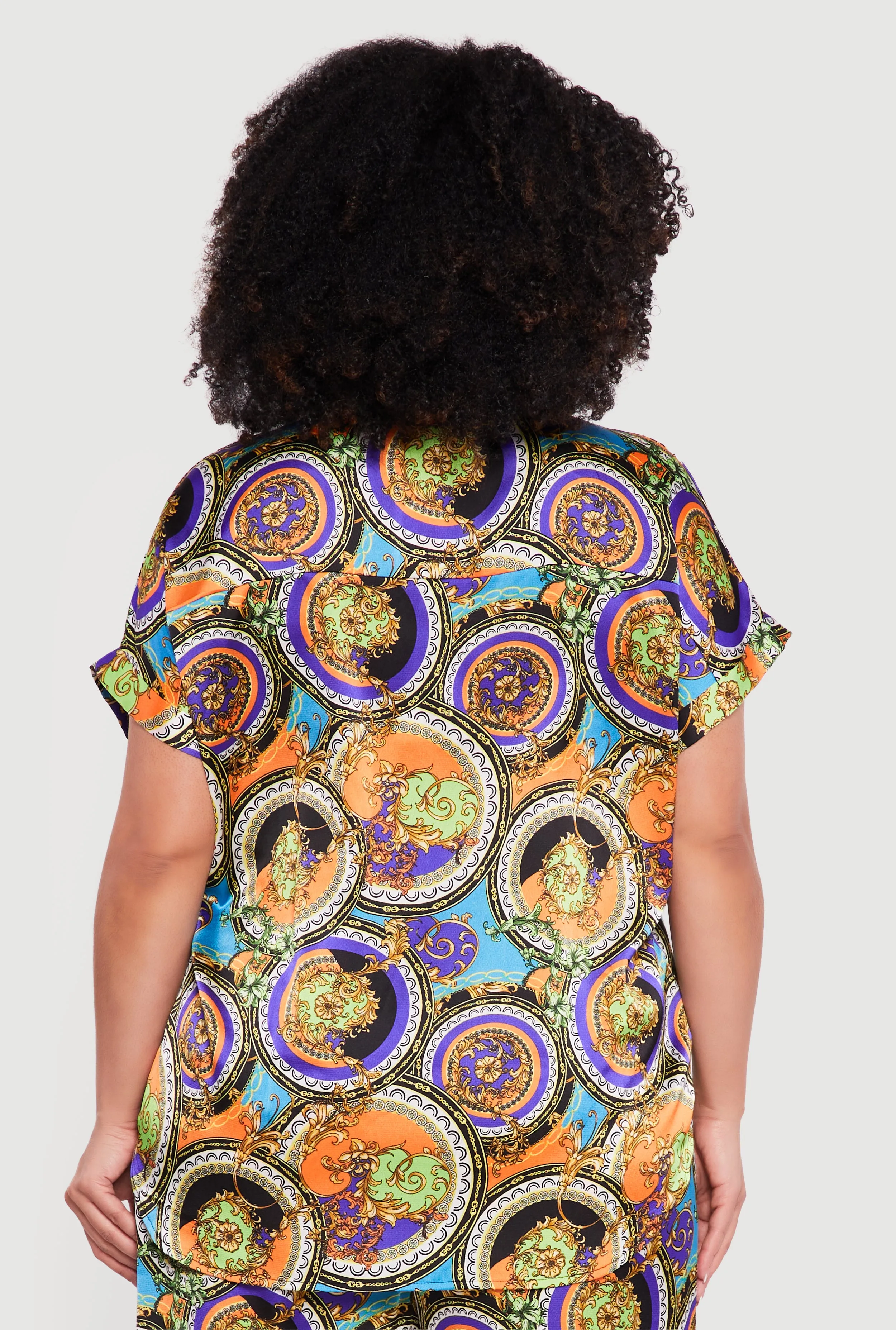 Plus Size Satin Chain Print Blouse sold by Rainbow product image thumbnail 5