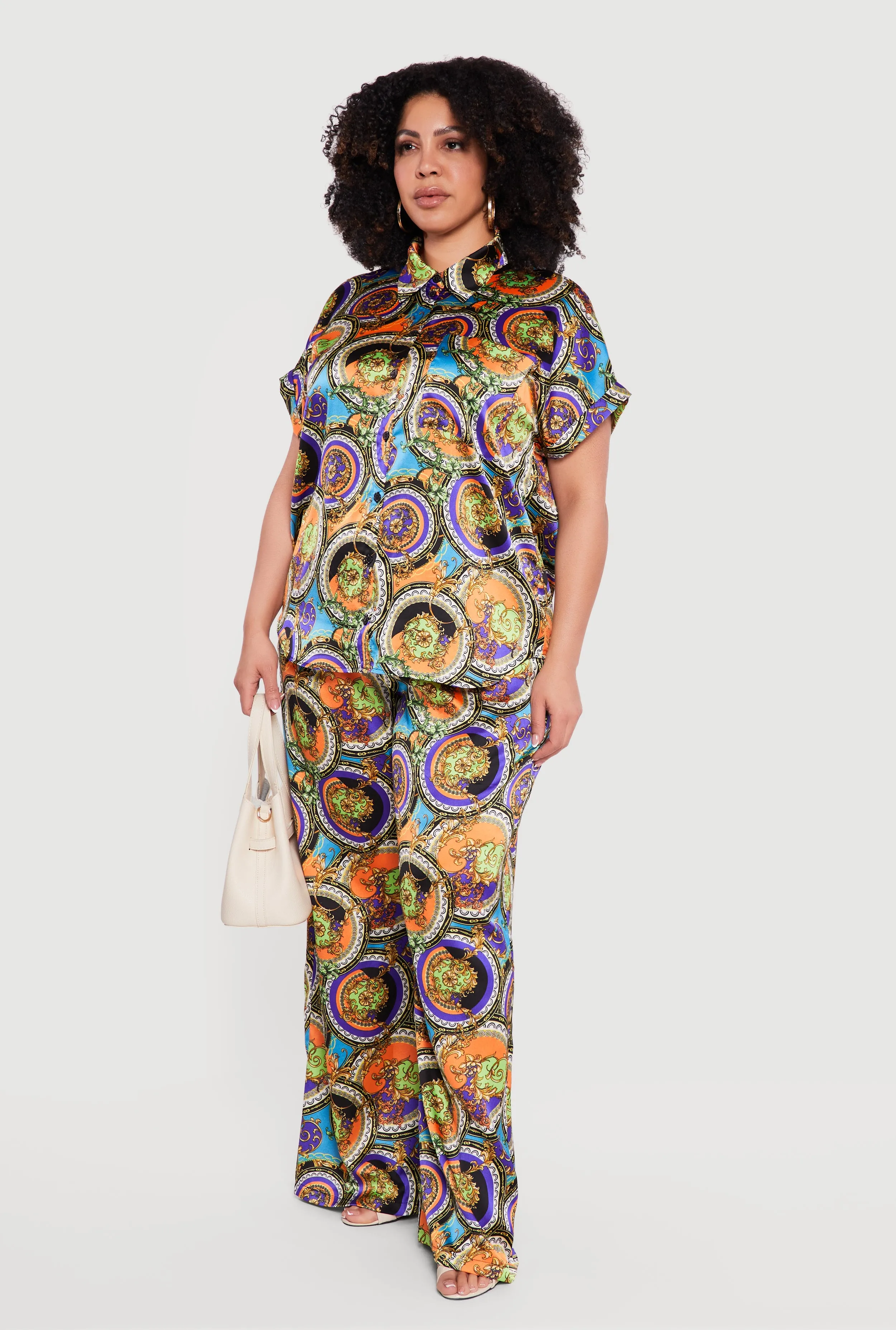 Plus Size Satin Chain Print Blouse sold by Rainbow product image thumbnail 3