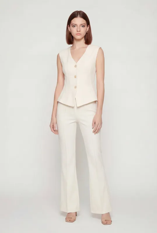 Straight Leg Crepe Knit Pintuck Detail Pants sold by Rainbow