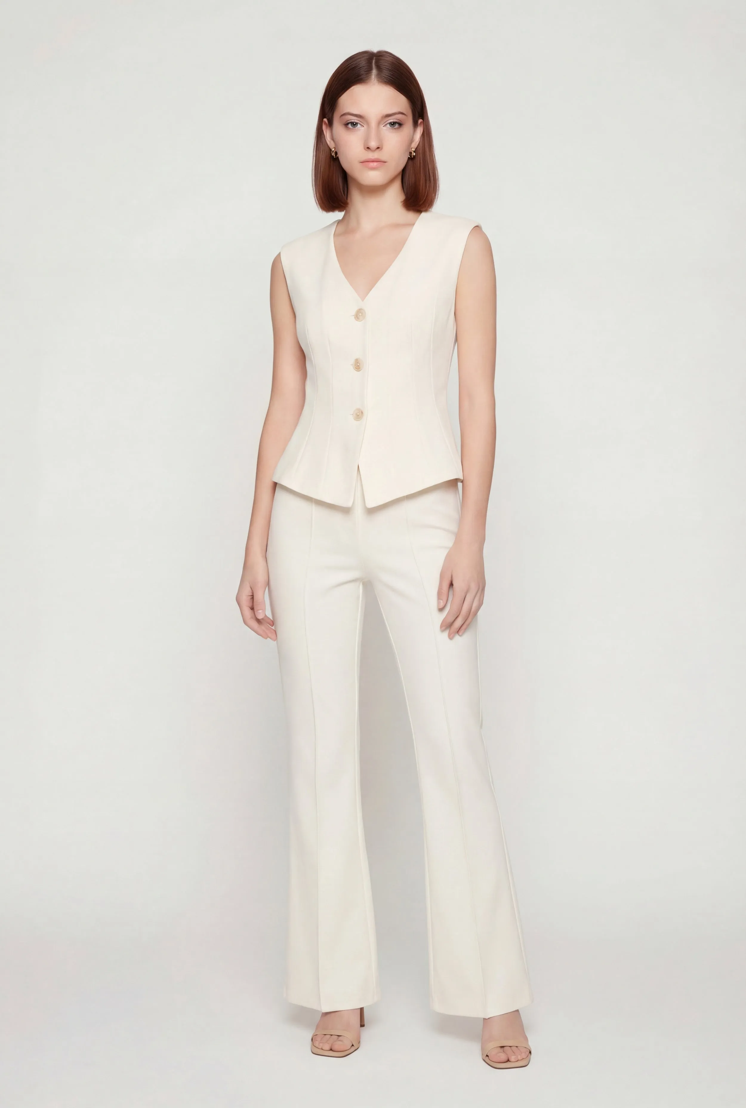 Straight Leg Crepe Knit Pintuck Detail Pants sold by Rainbow