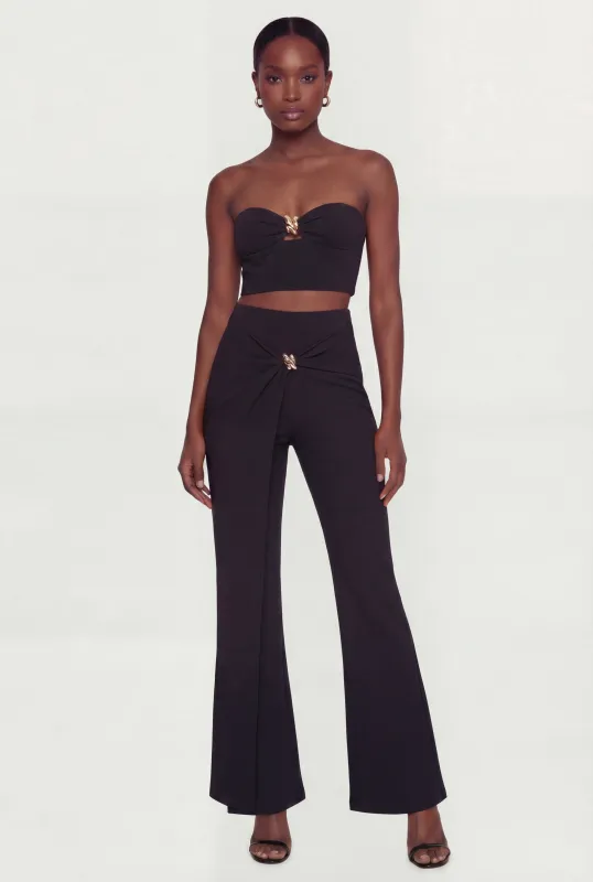 Metallic Detail Asymmetrical Overlay Pants sold by Rainbow