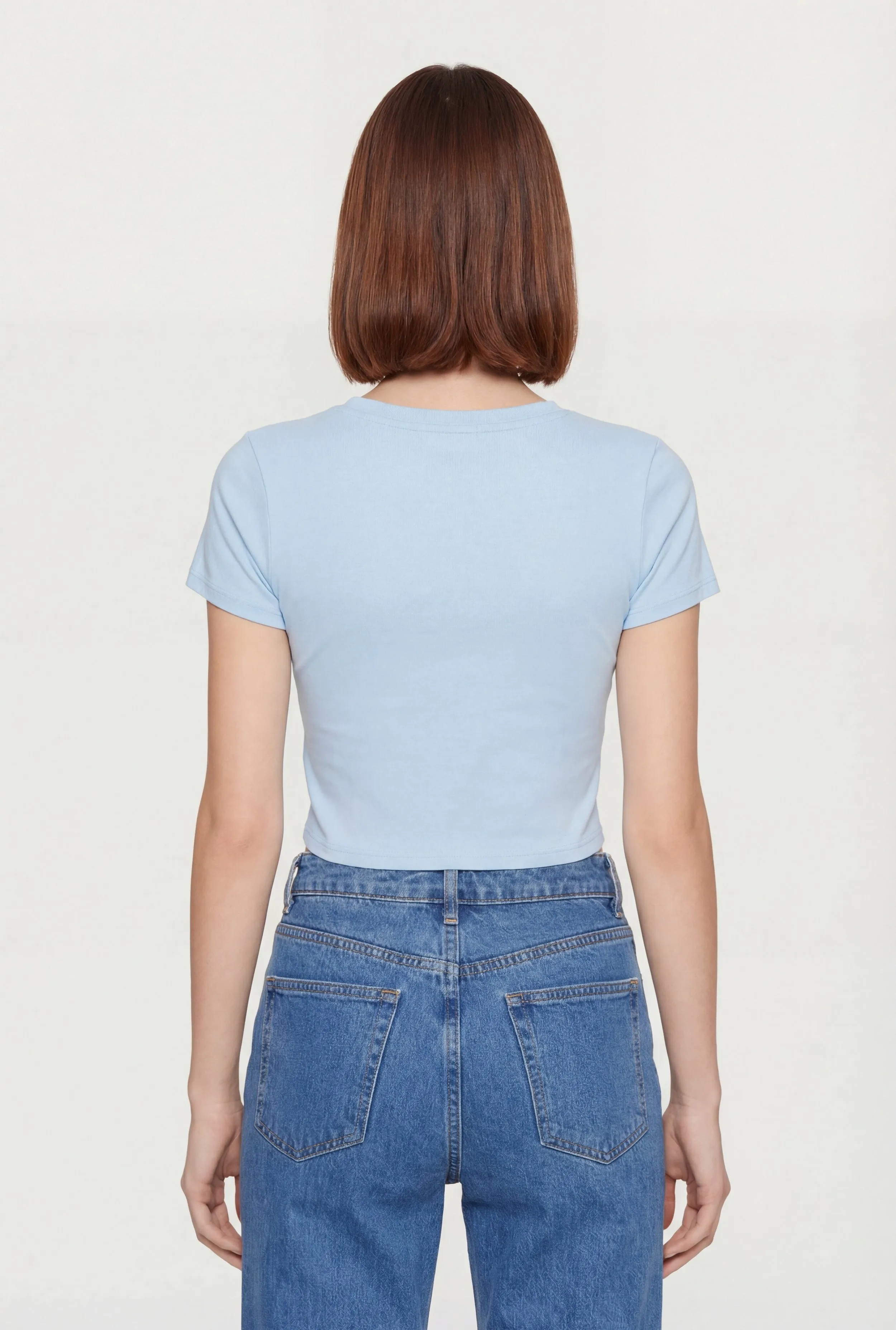 Short Sleeve V Neck Cropped Tee sold by Rainbow product image thumbnail 5