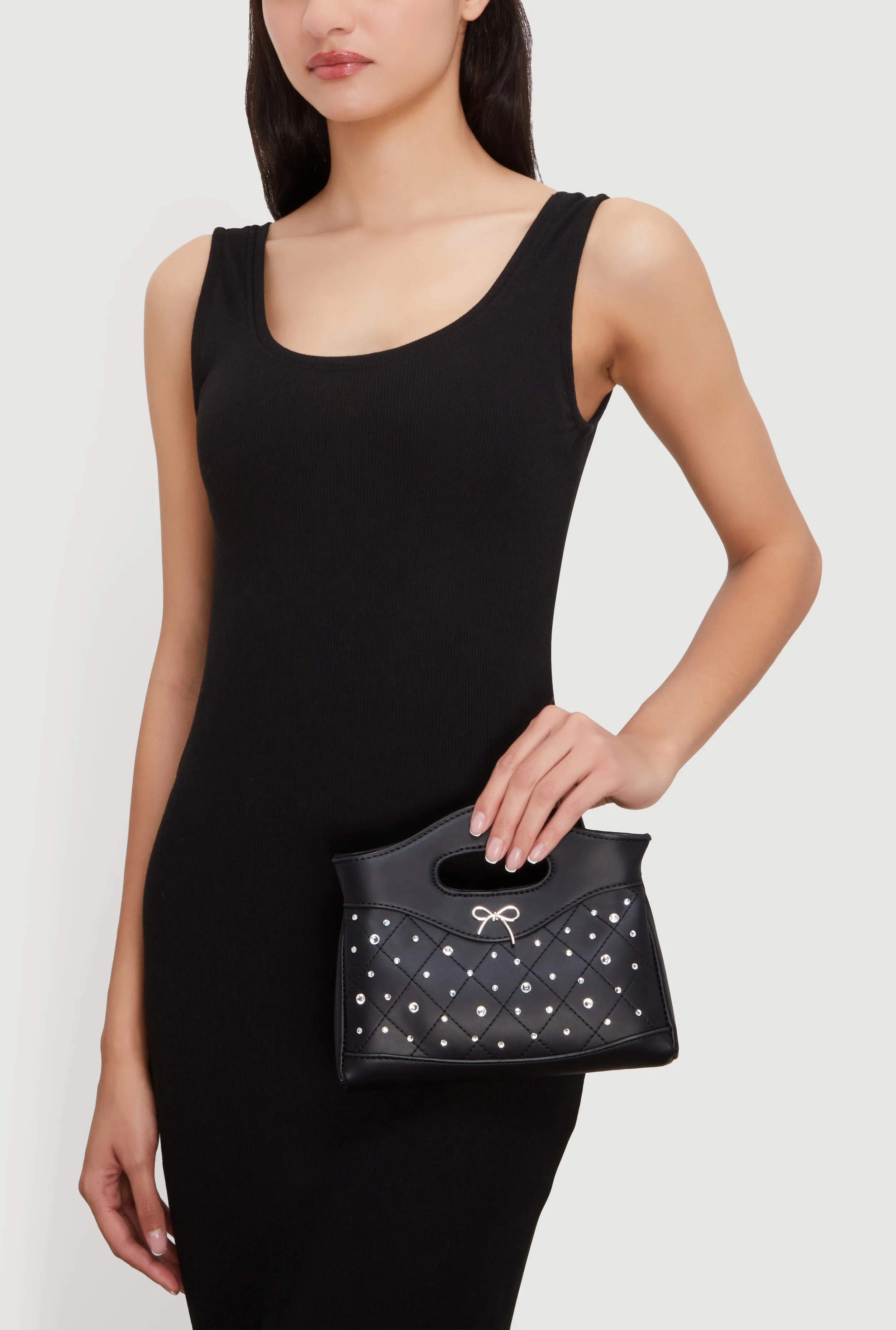 Rhinestone Bow Detail Crossbody Faux Leather Bag sold by Rainbow product image thumbnail 2