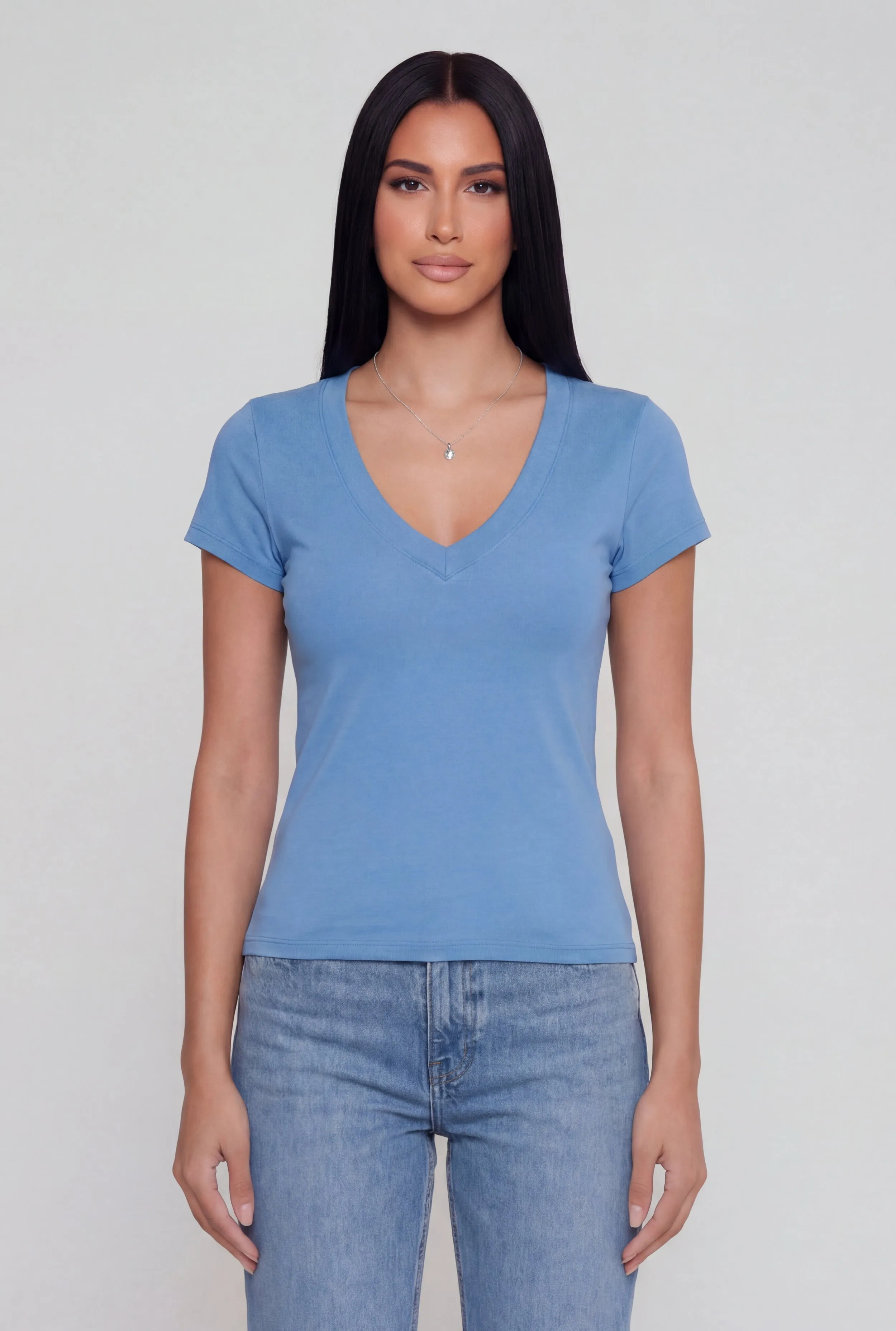 V Neck Short Sleeve Basic Tee sold by Rainbow product image thumbnail 2