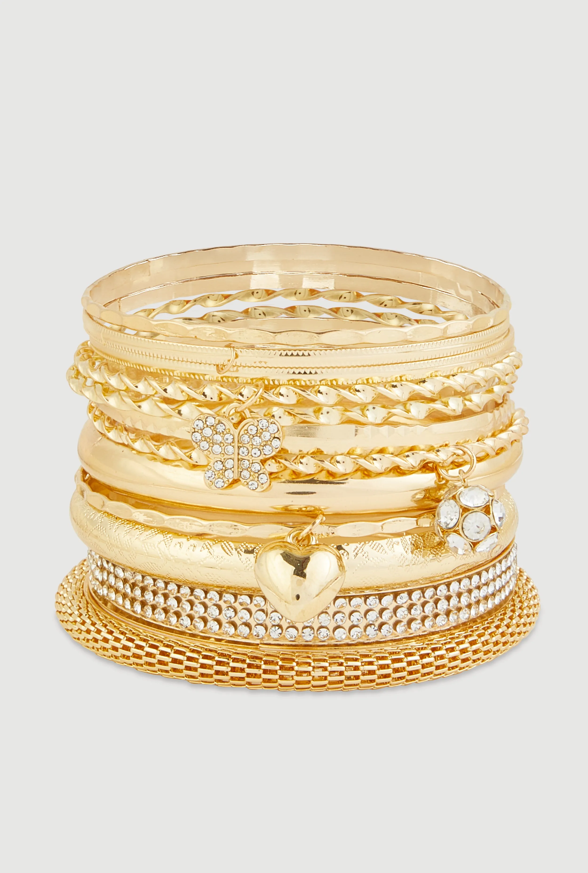 Assorted Metallic Charm Bangles Set of 12 sold by Rainbow