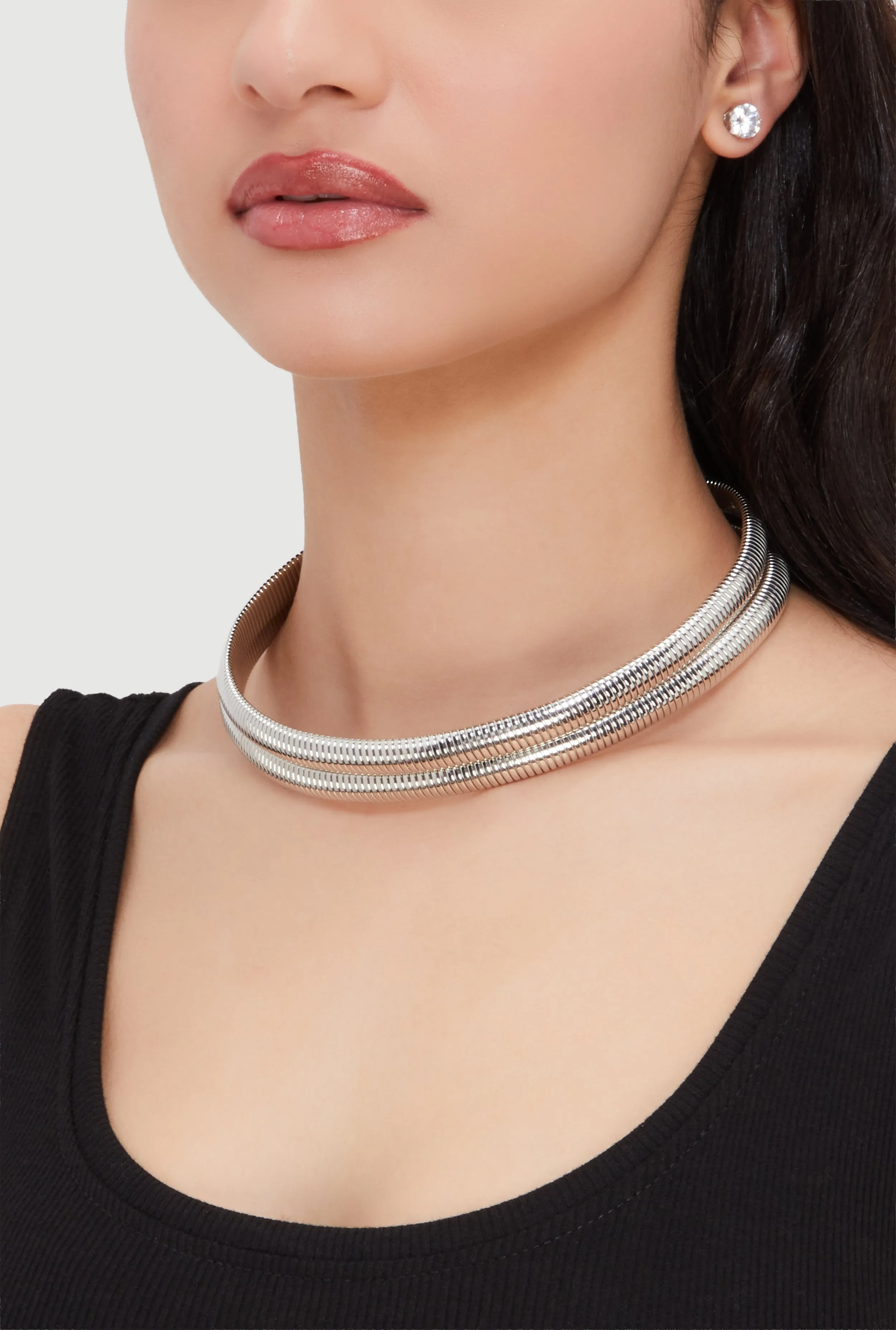 Double Snake Chain Necklace and Stud Earrings sold by Rainbow product image thumbnail 2