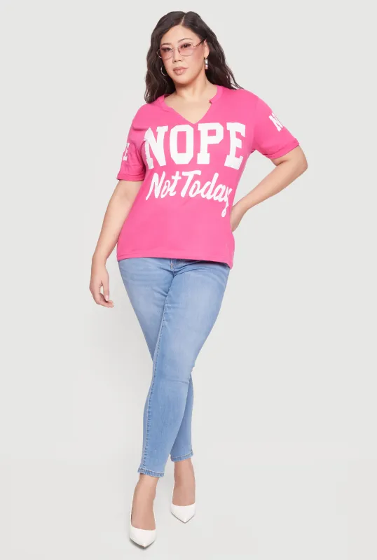 Plus Size Nope Not Today Graphic Tee sold by Rainbow