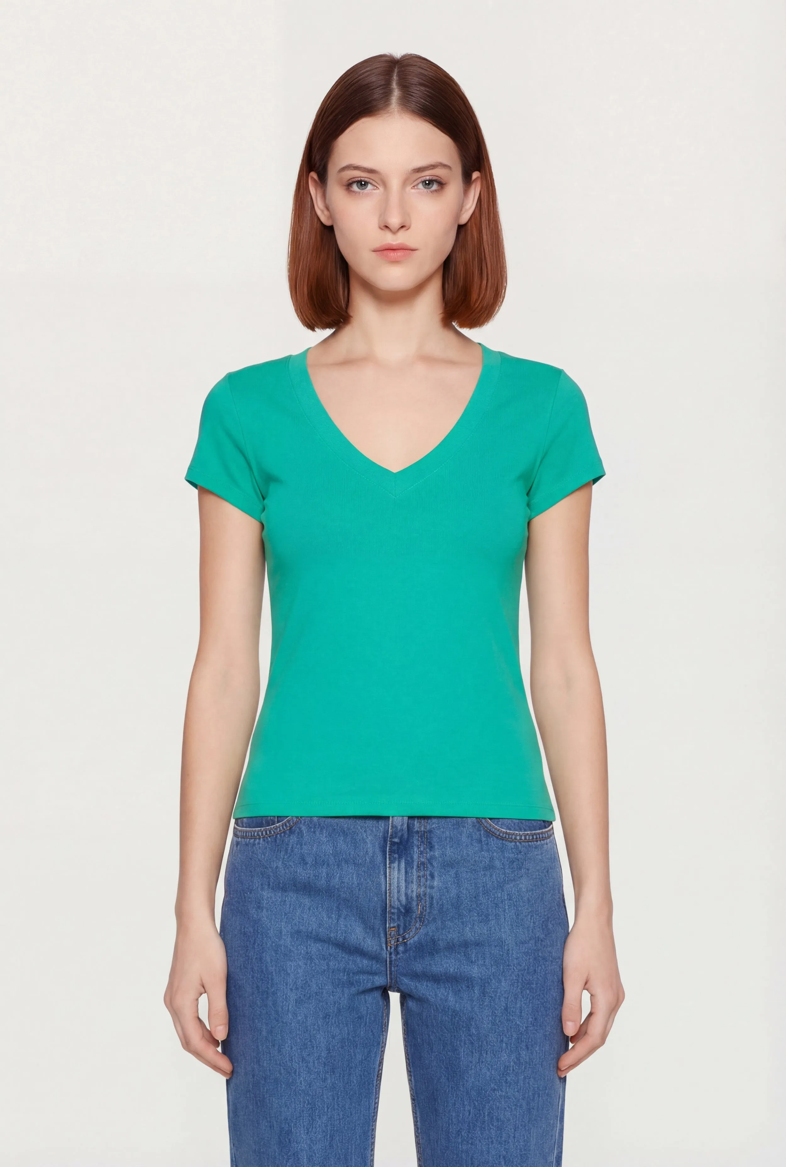 V Neck Short Sleeve Basic Tee sold by Rainbow product image thumbnail 2