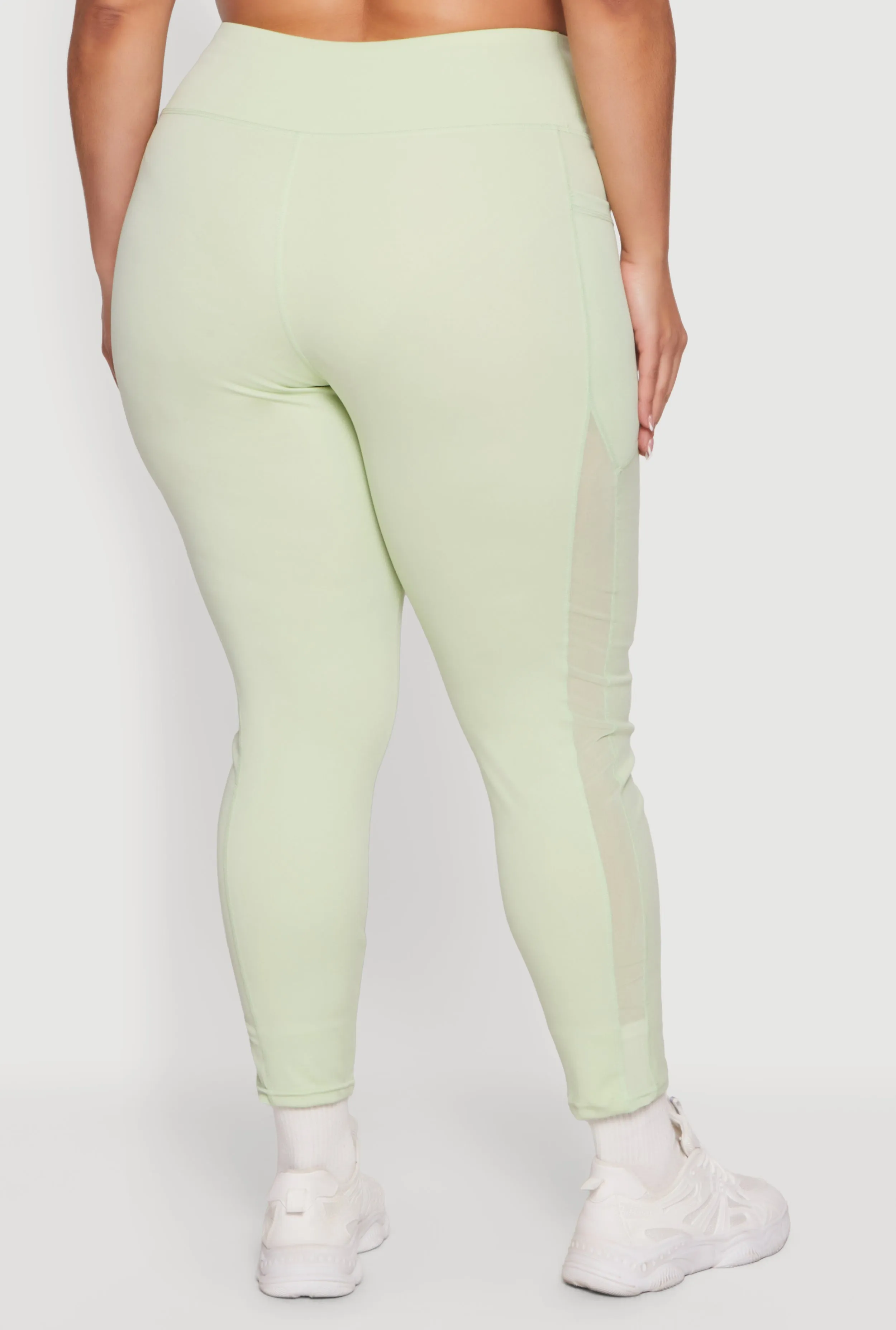 Plus Size Mesh Detail Cell Phone Pocket Leggings sold by Rainbow product image thumbnail 5