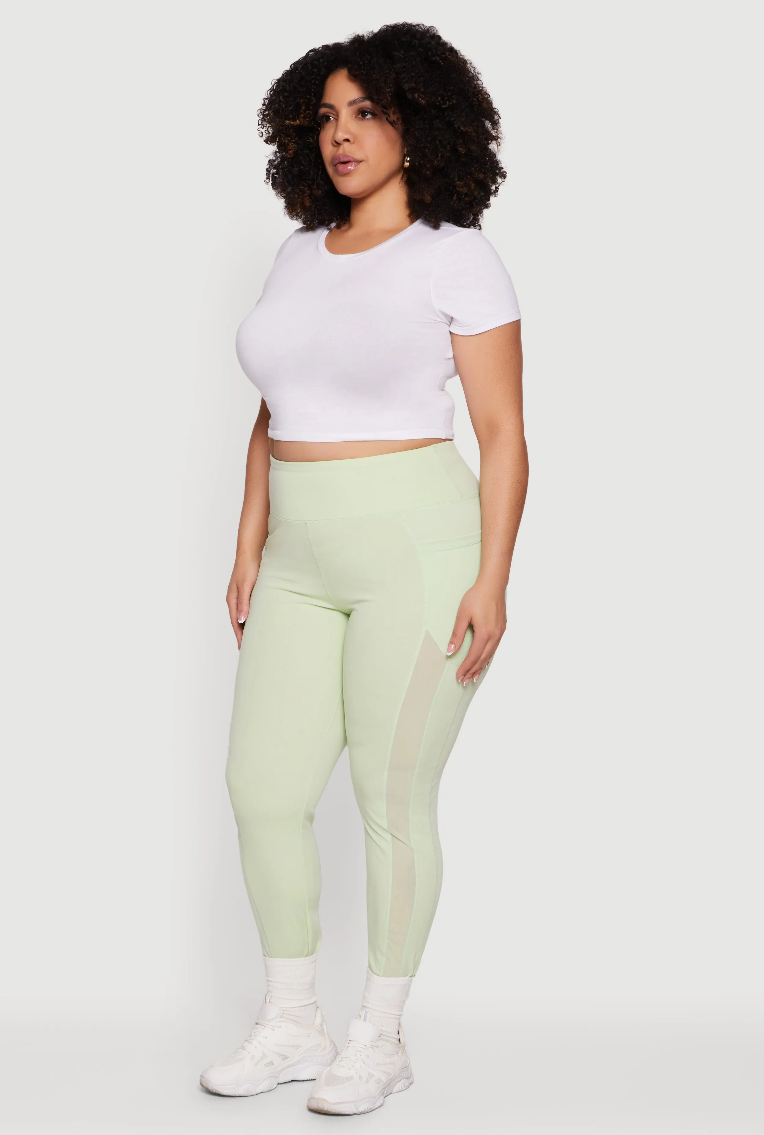 Plus Size Mesh Detail Cell Phone Pocket Leggings sold by Rainbow product image thumbnail 2