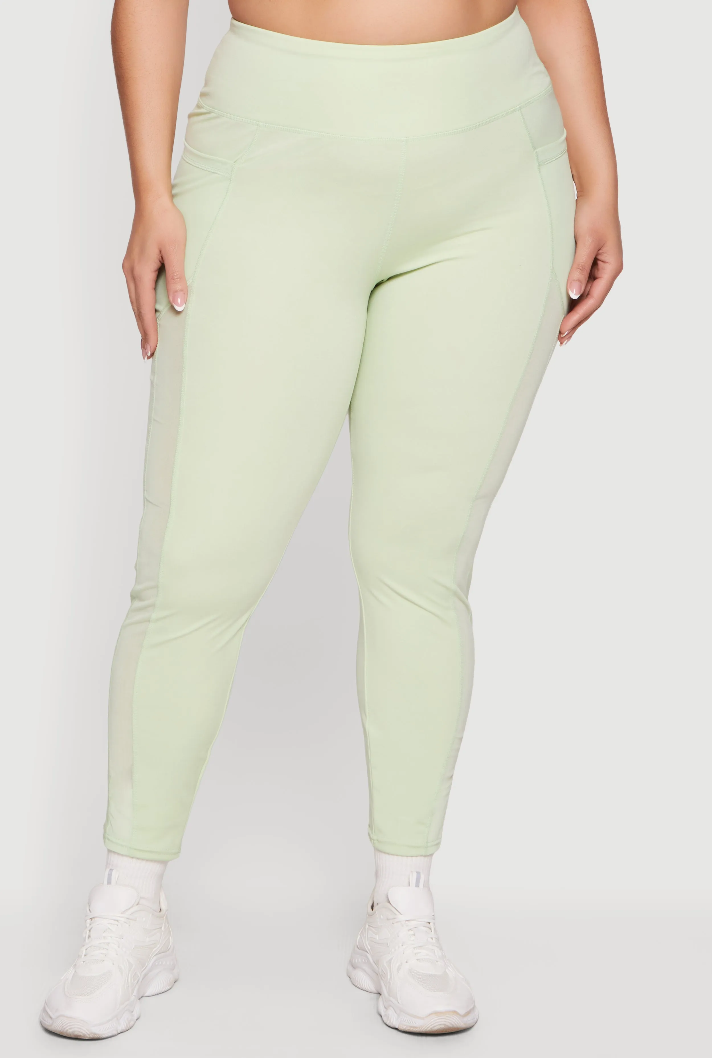 Plus Size Mesh Detail Cell Phone Pocket Leggings sold by Rainbow product image thumbnail 3