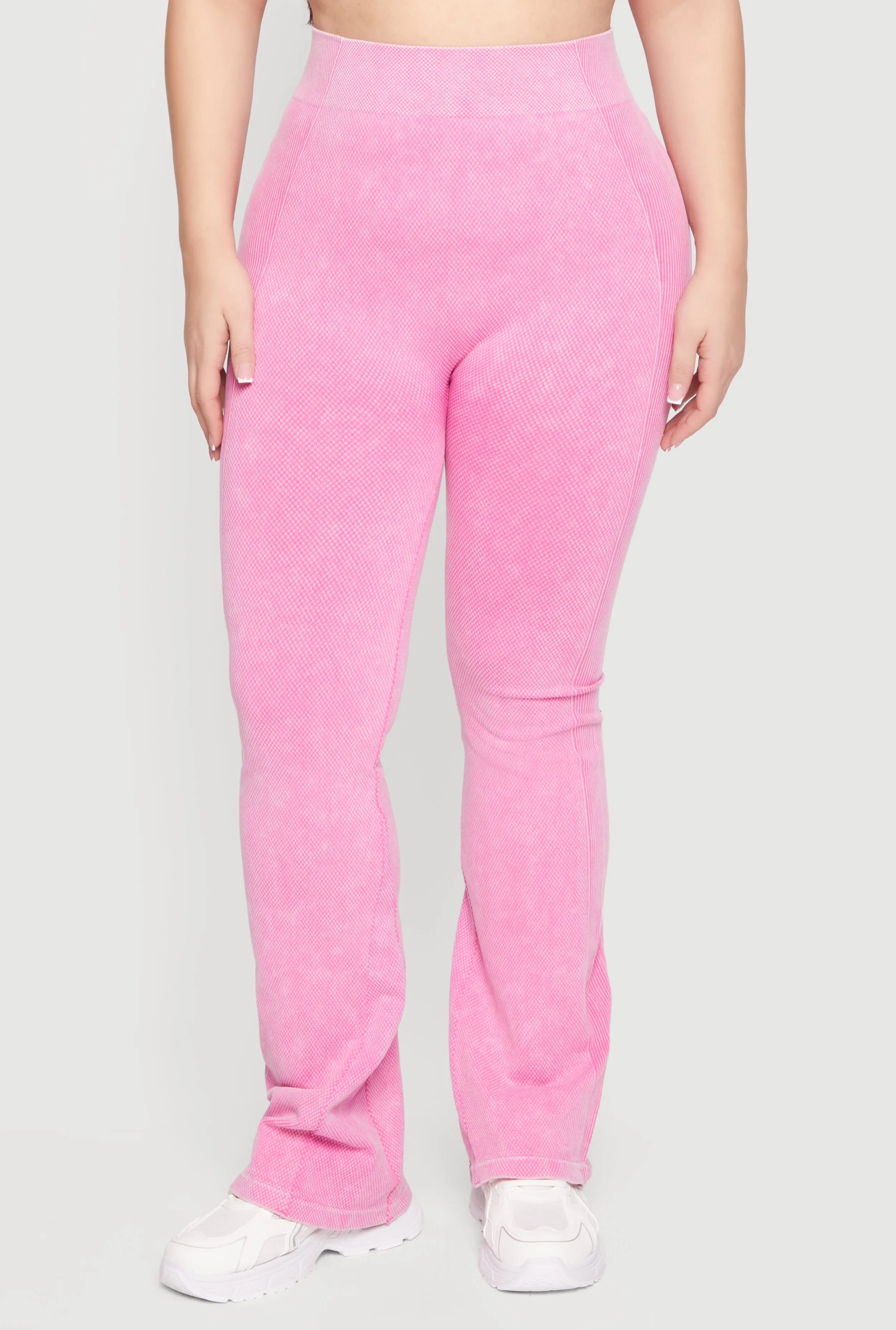 Plus Size Acid Wash Textured Knit Flare Leggings sold by Rainbow product image thumbnail 3