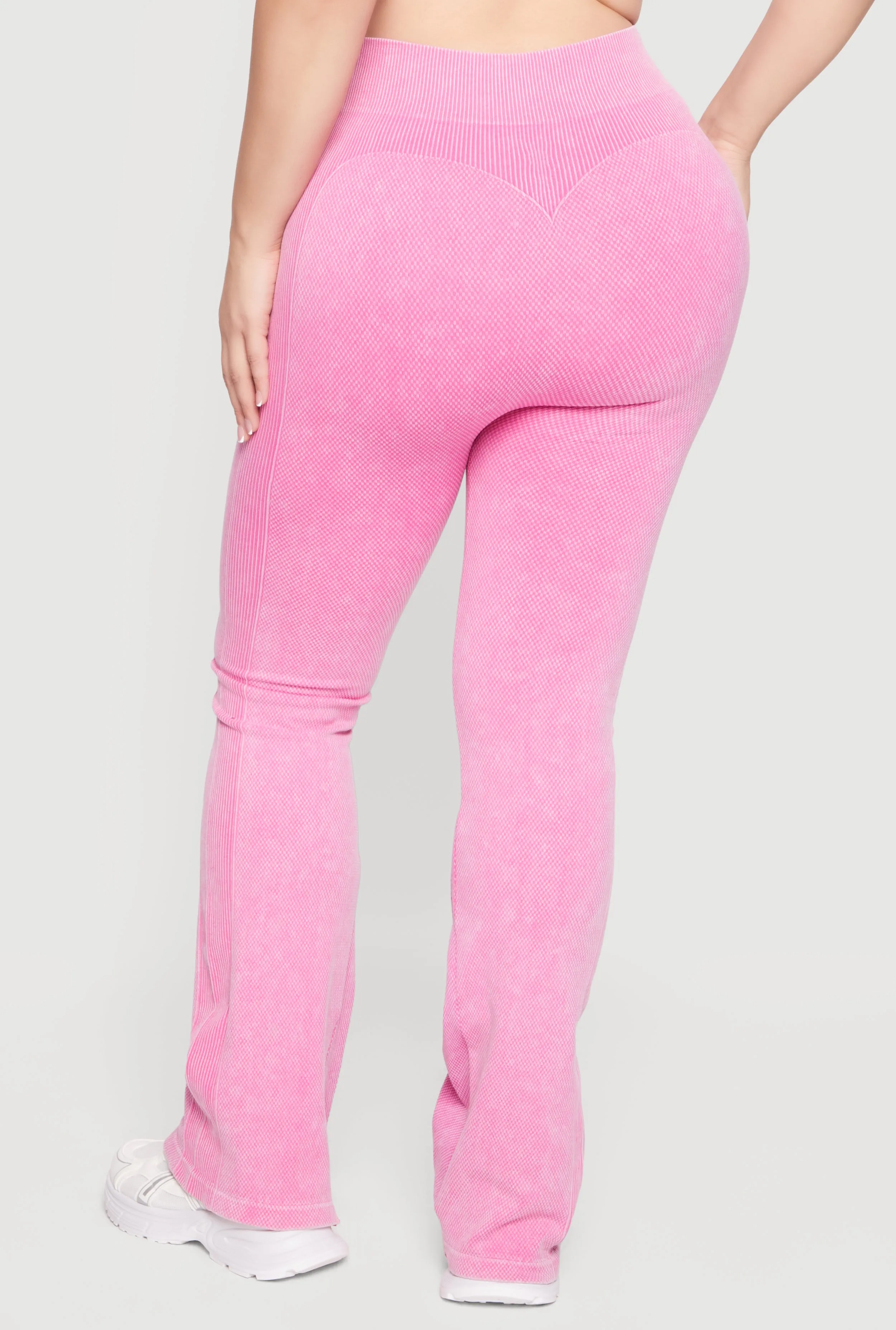 Plus Size Acid Wash Textured Knit Flare Leggings sold by Rainbow product image thumbnail 5