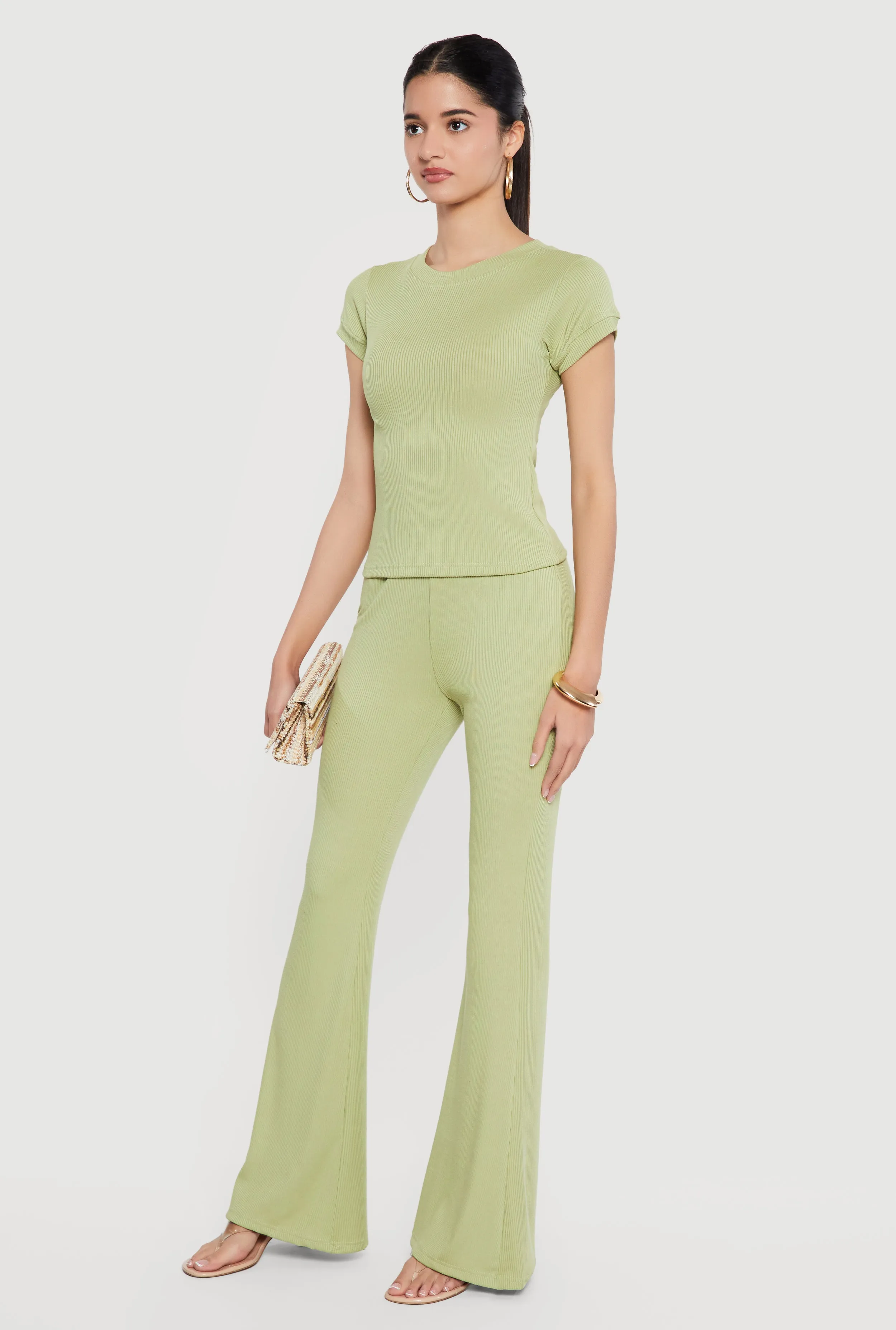 Rib Knit High Waisted Flare Pants sold by Rainbow product image thumbnail 2