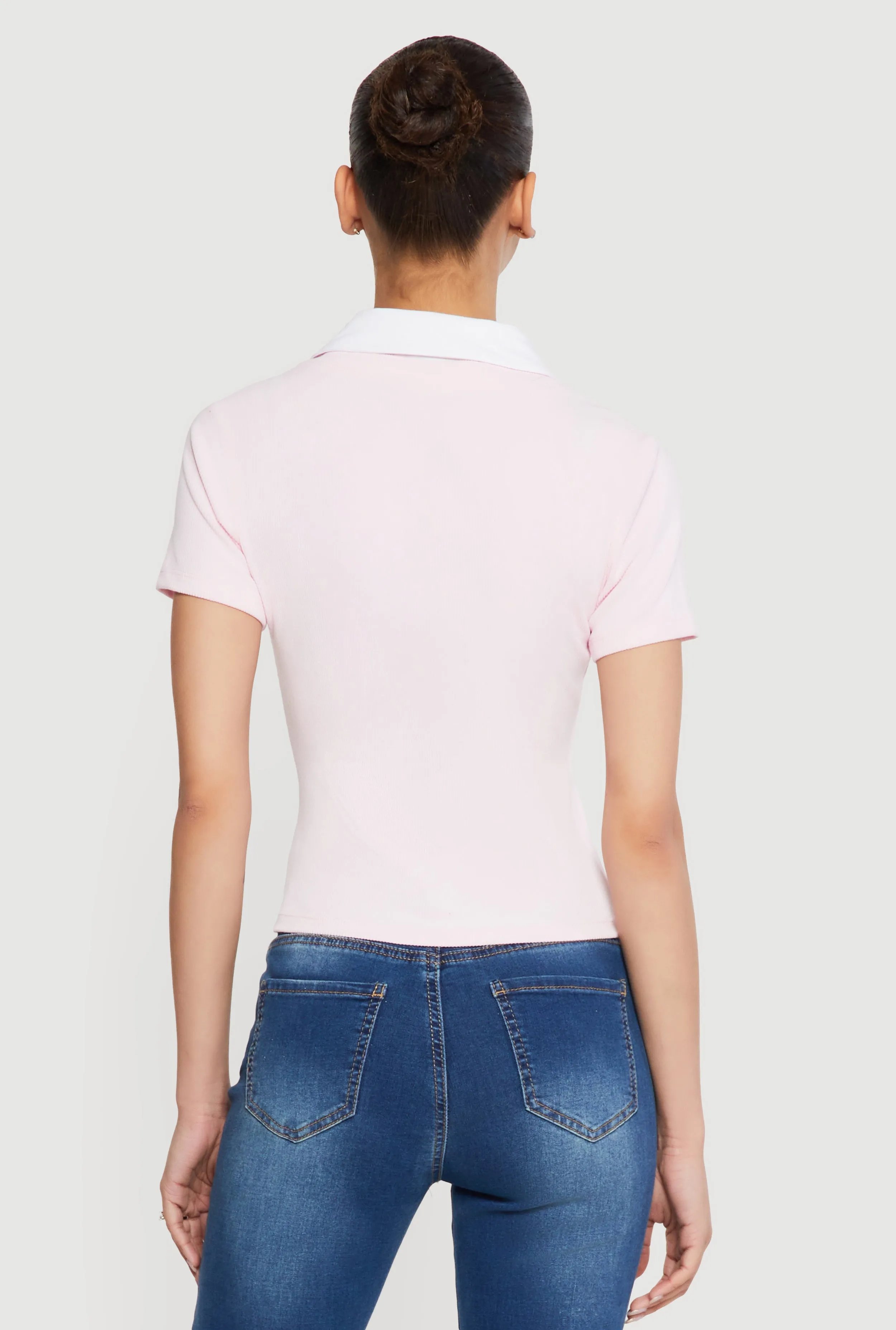 Layered Look Ribbed Knit Polo Top sold by Rainbow product image thumbnail 5