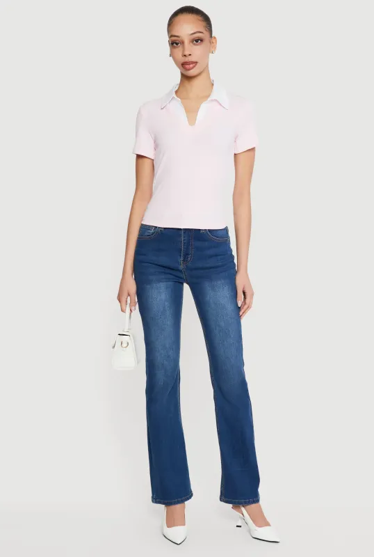 Layered Look Ribbed Knit Polo Top sold by Rainbow