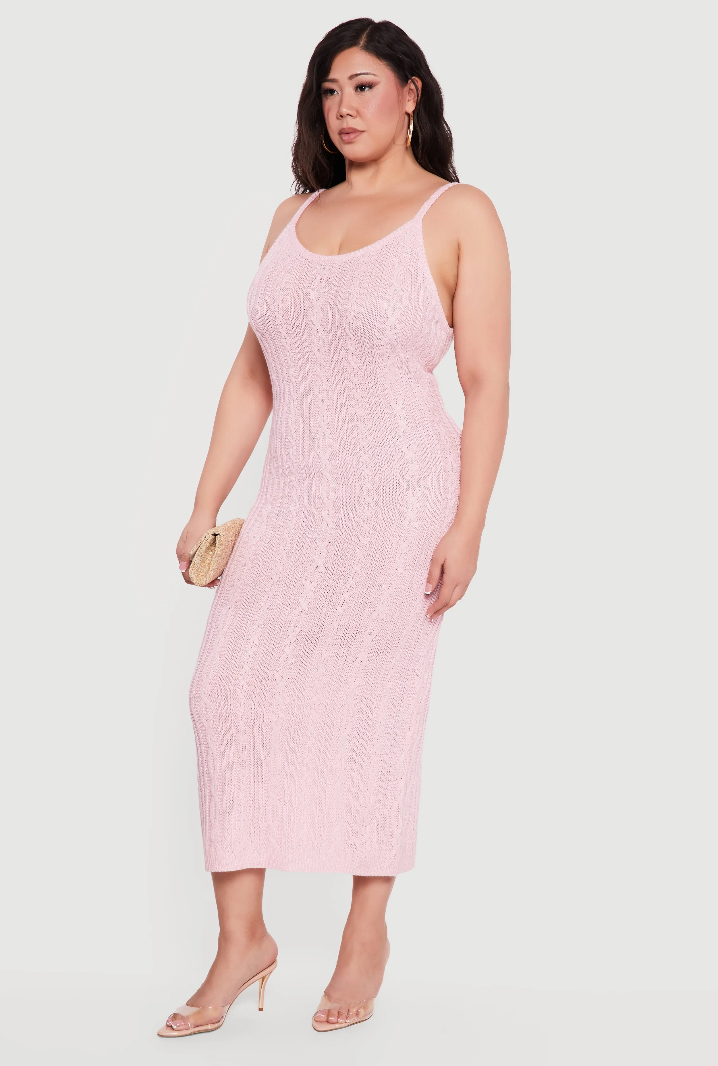 Plus Size Cable Knit Scoop Neck Cami Maxi Dress sold by Rainbow product image thumbnail 2