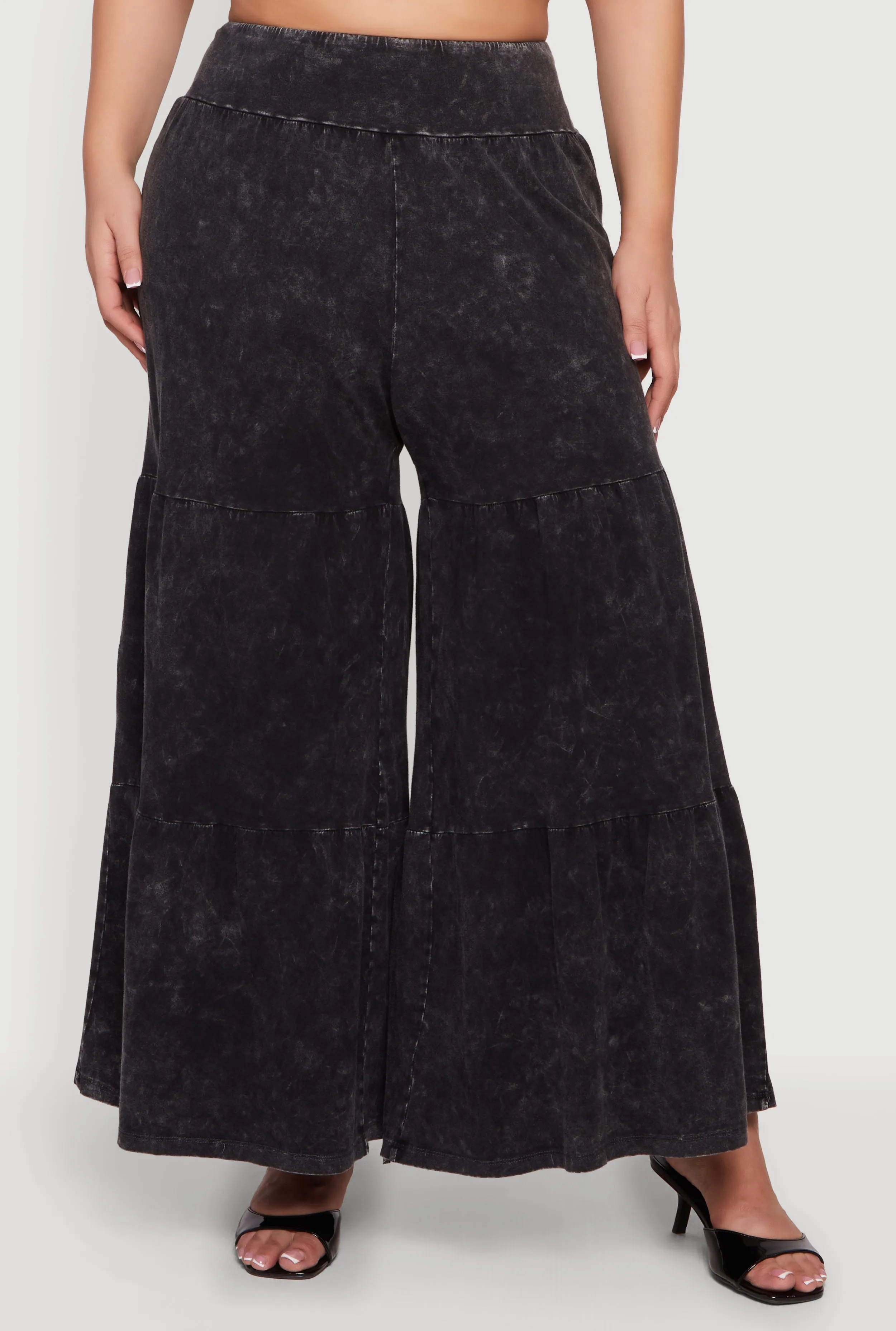 Plus Size Acid Wash Tiered Palazzo Pants sold by Rainbow product image thumbnail 3