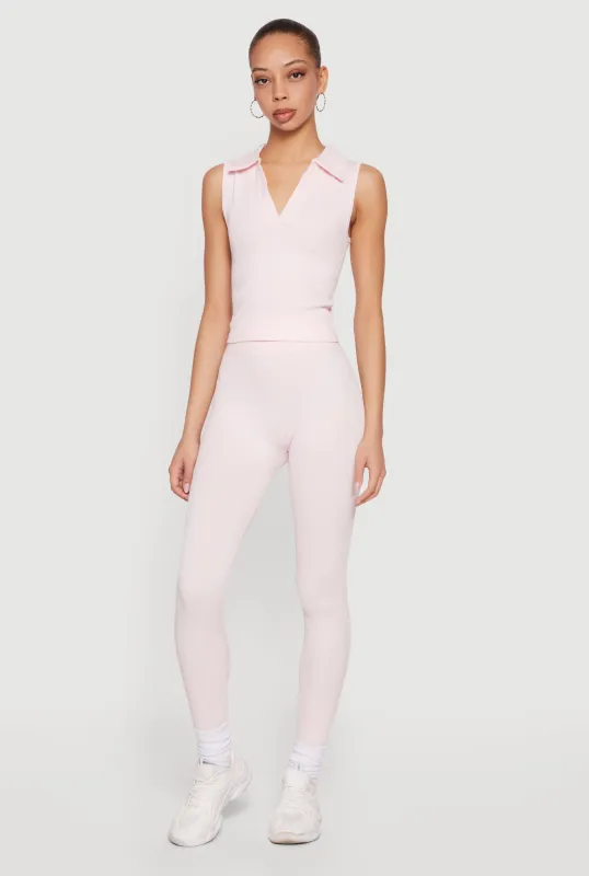 High Waisted Seamless Compression Rib Leggings sold by Rainbow