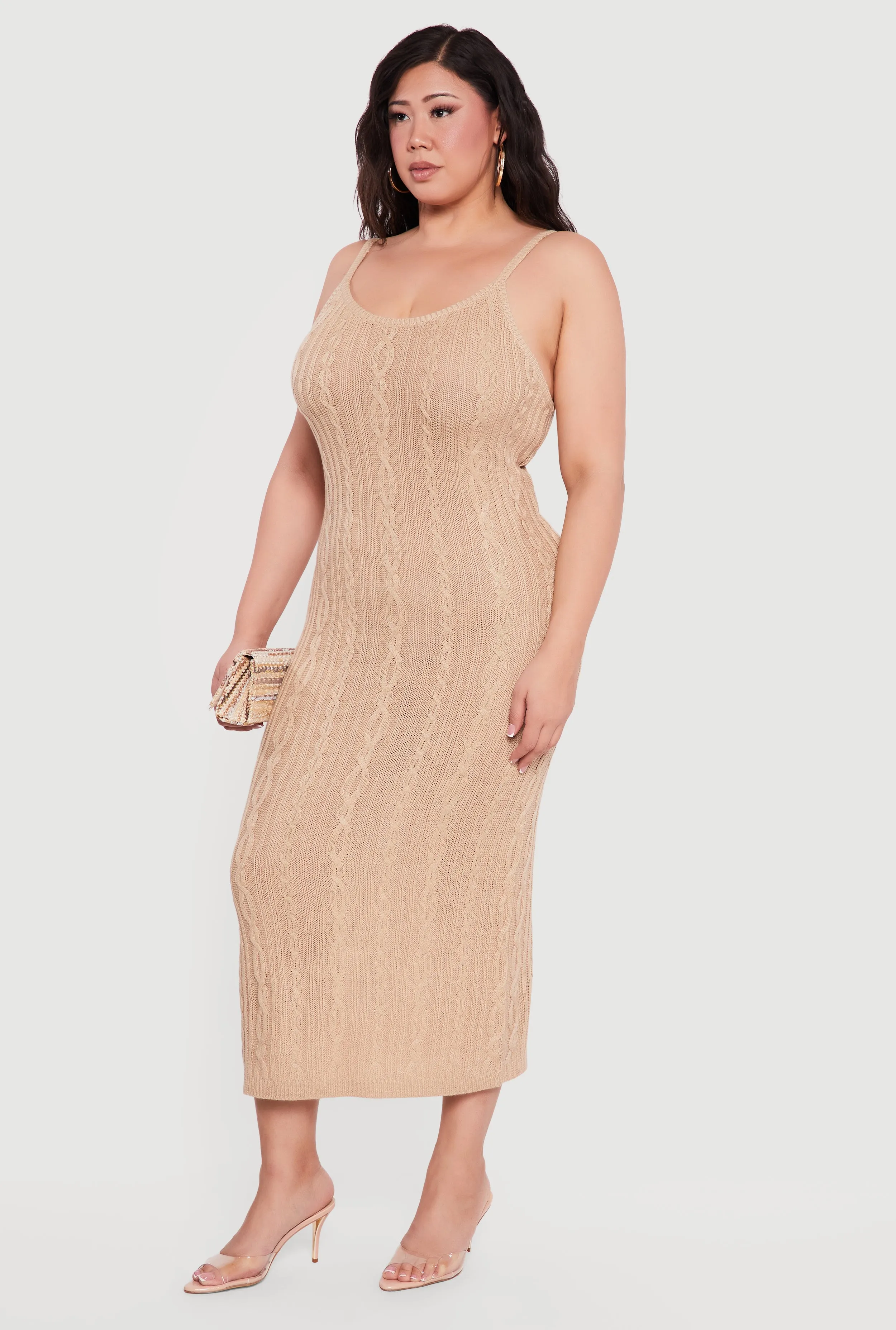 Plus Size Cable Knit Scoop Neck Cami Maxi Dress sold by Rainbow product image thumbnail 2