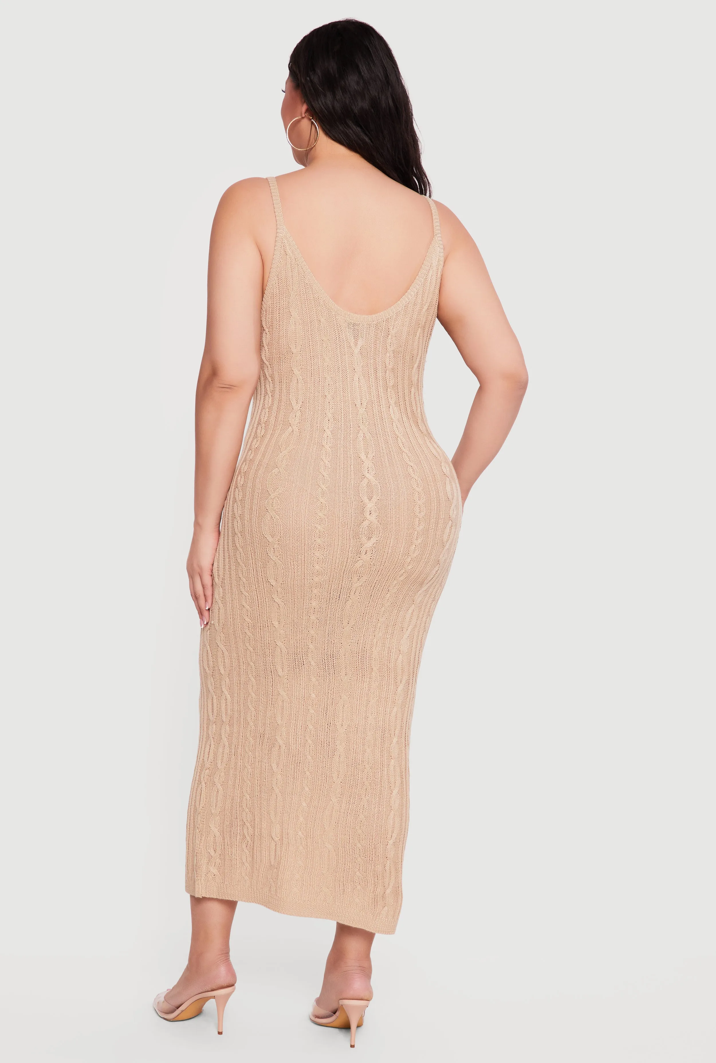 Plus Size Cable Knit Scoop Neck Cami Maxi Dress sold by Rainbow product image thumbnail 3
