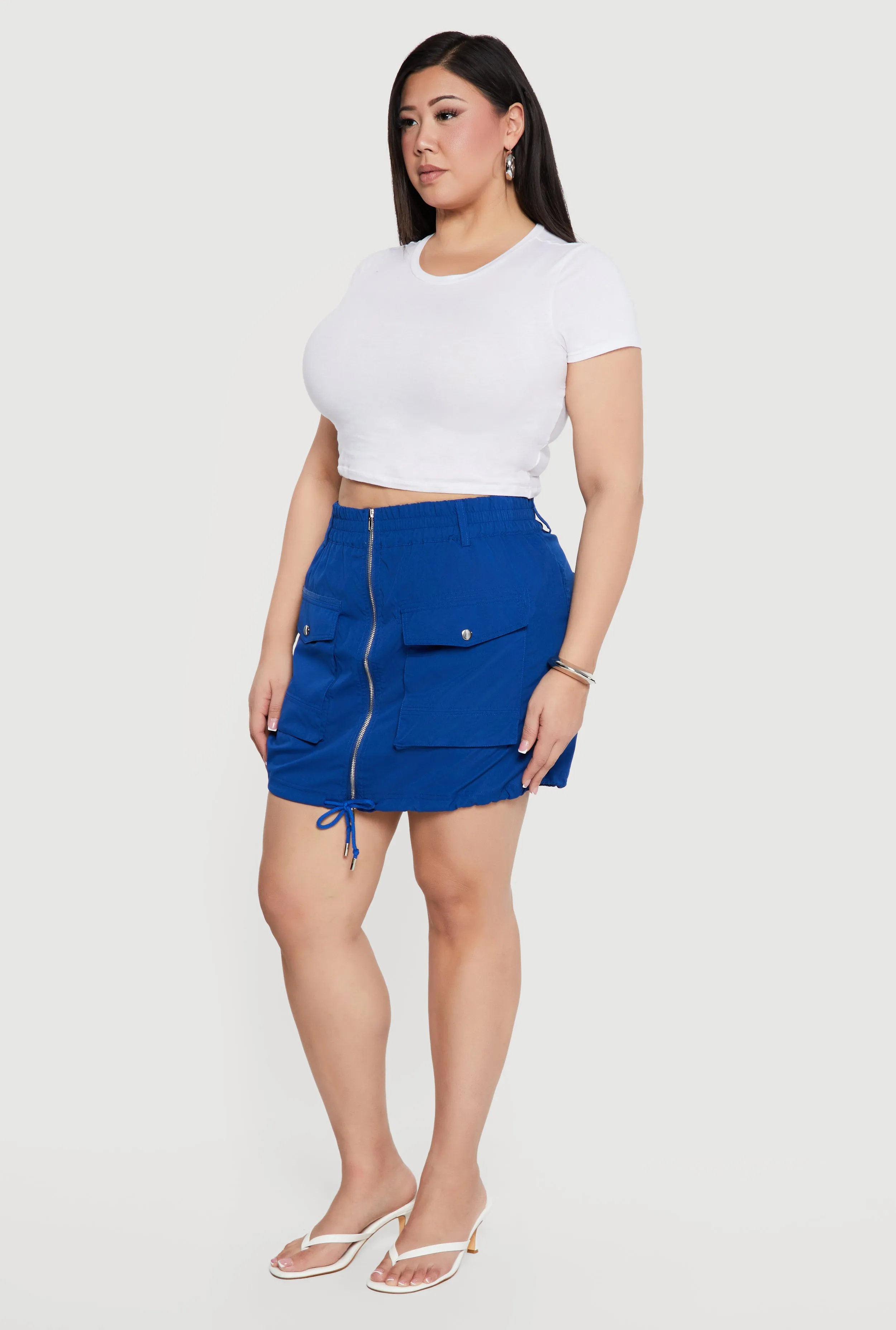 Plus Size Drawstring Hem Zip Front Cargo Skirt sold by Rainbow product image thumbnail 2