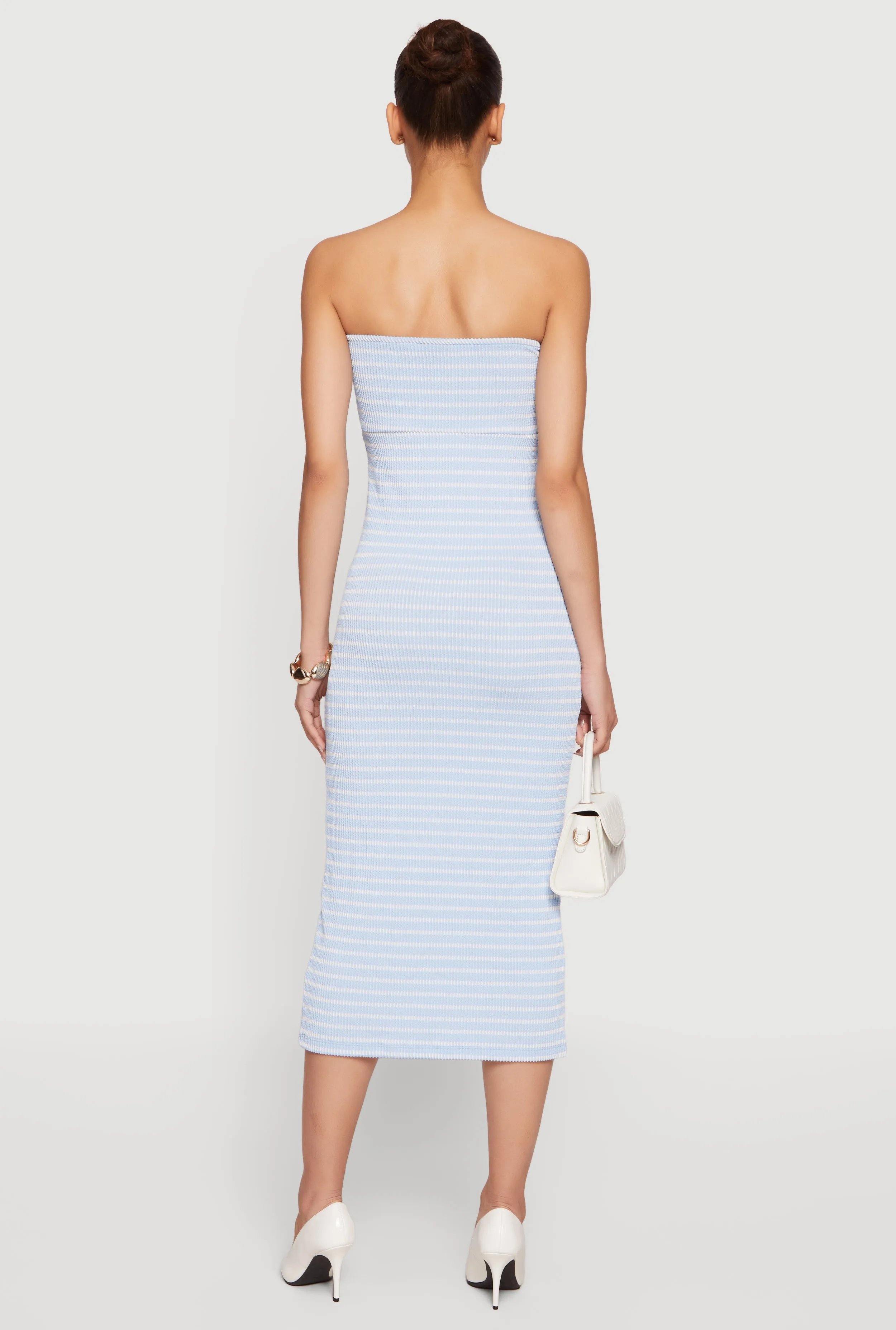 Striped Rib Knit Twist Front Tube Dress sold by Rainbow product image thumbnail 3