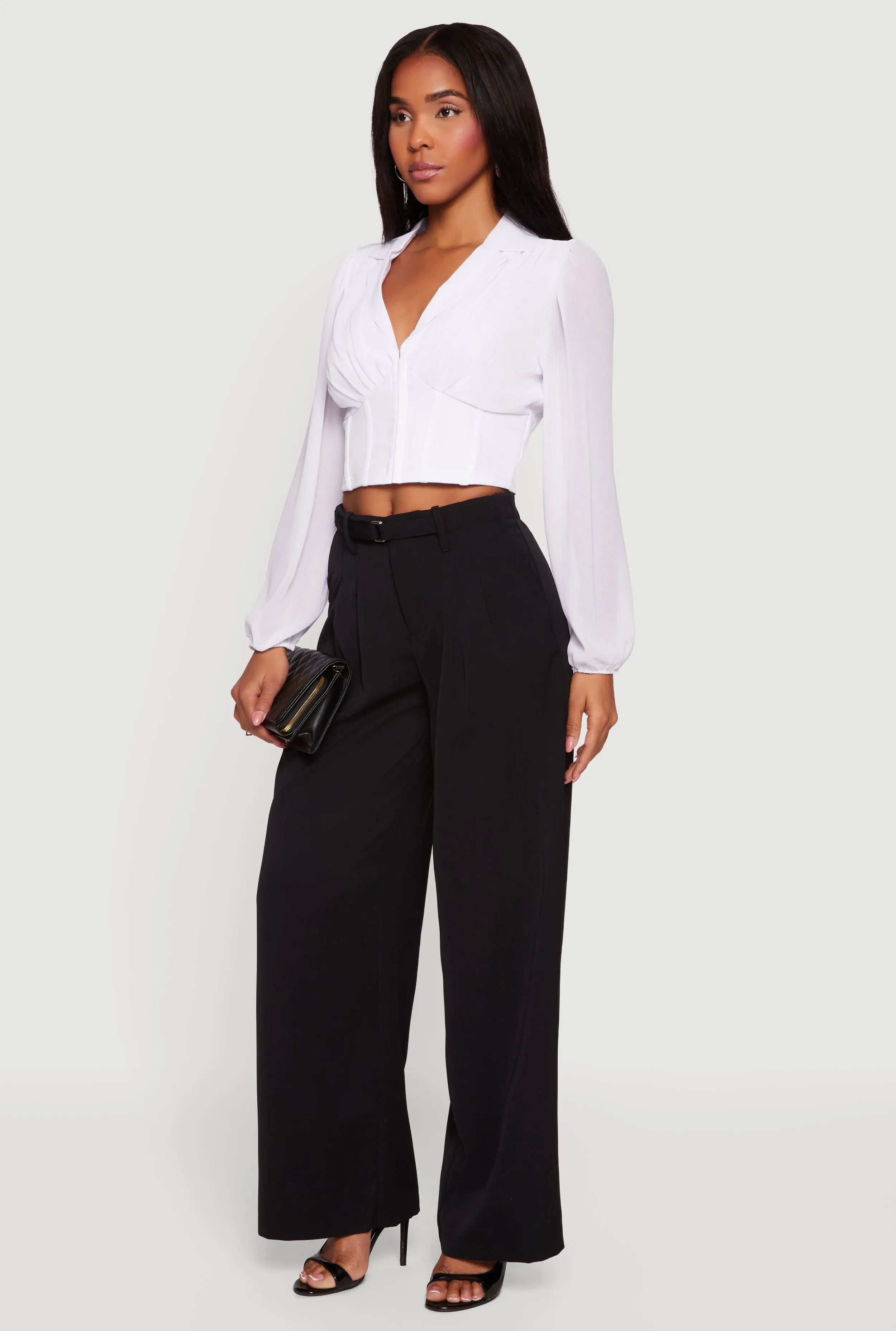 Crepe Knit Belted Front Wide Leg Dress Pants sold by Rainbow product image thumbnail 2