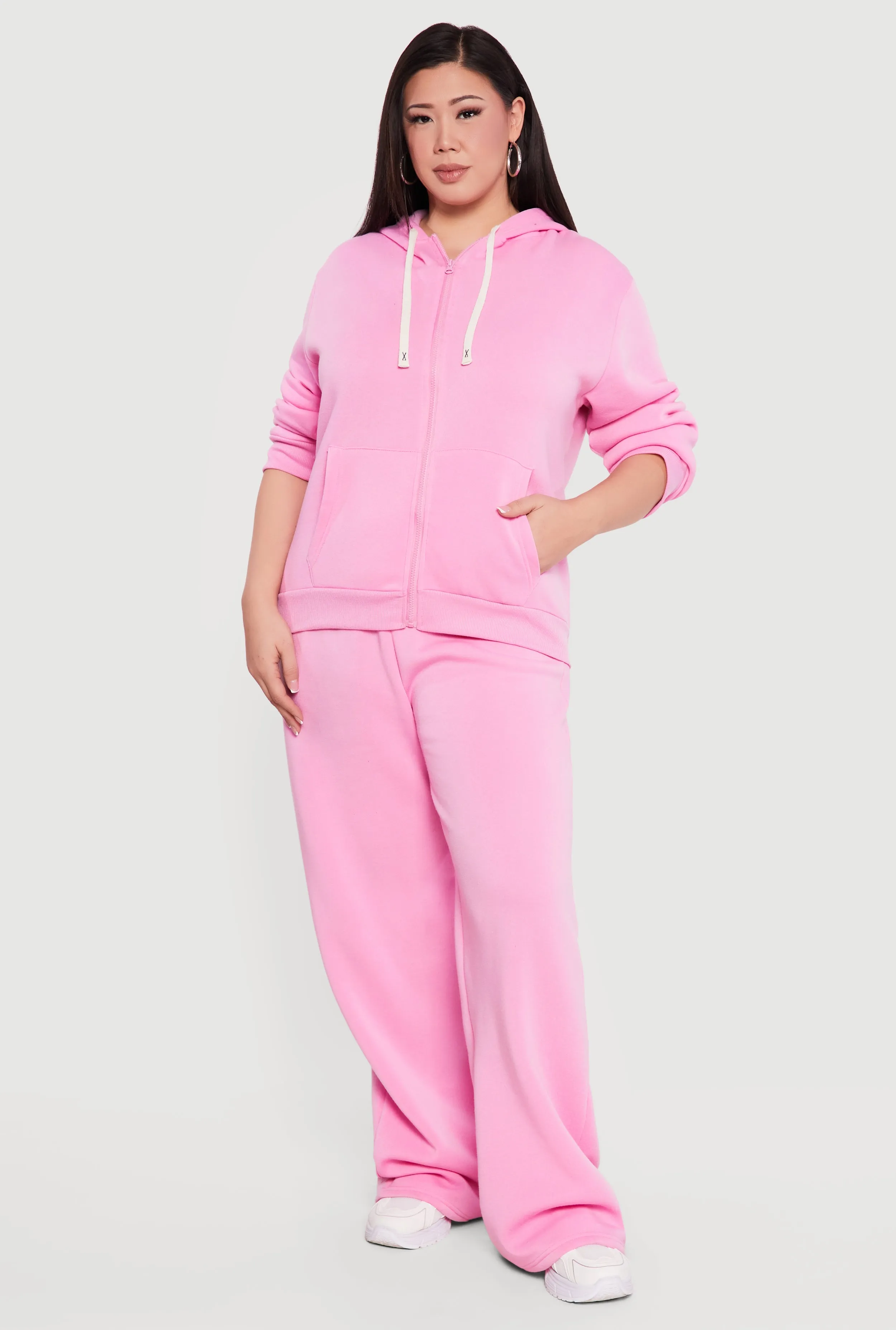 Plus Size Zip Front Fleece Hoodie sold by Rainbow product image thumbnail 2