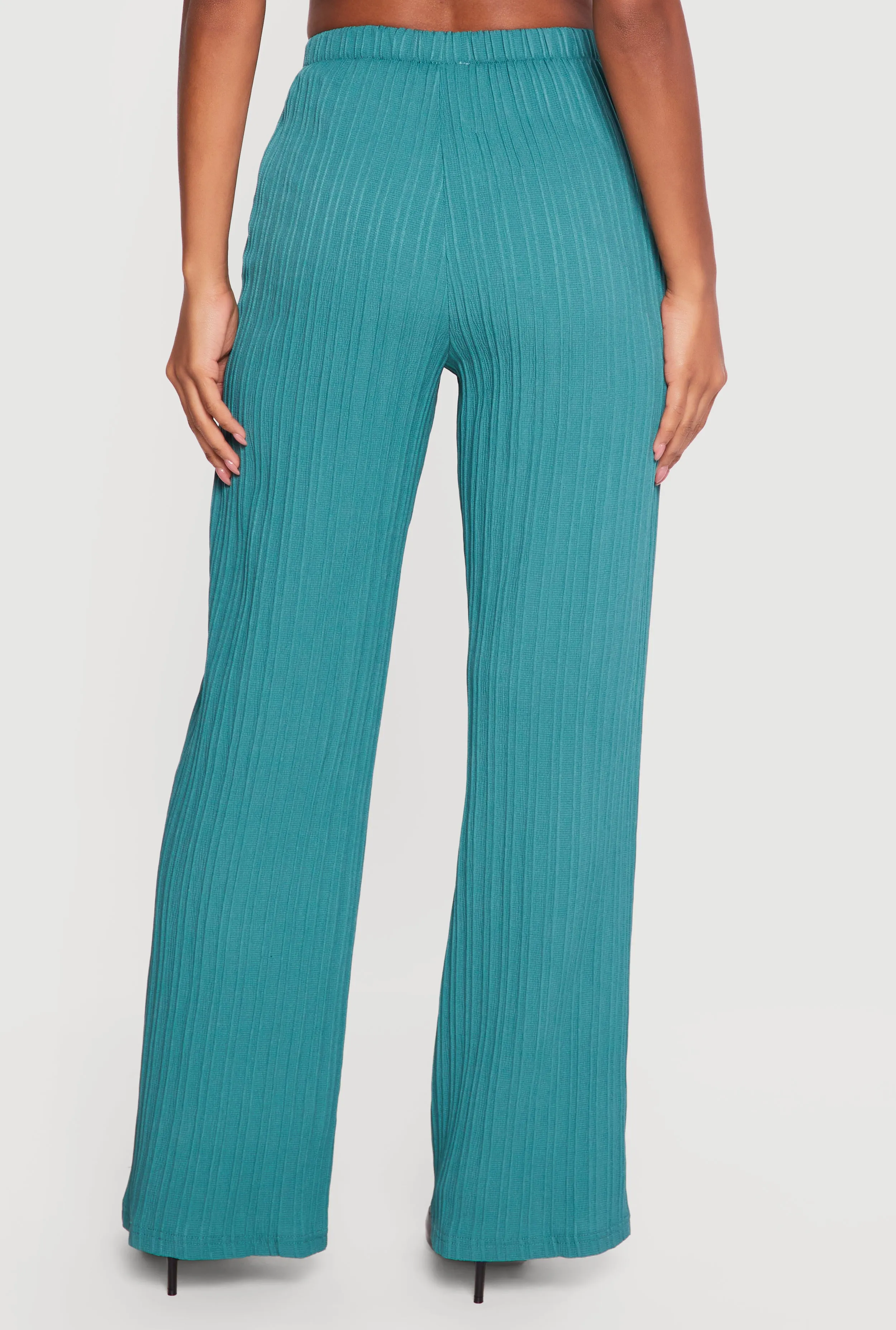 Ribbed Knit Drawstring Waist Wide Leg Pants sold by Rainbow product image thumbnail 5