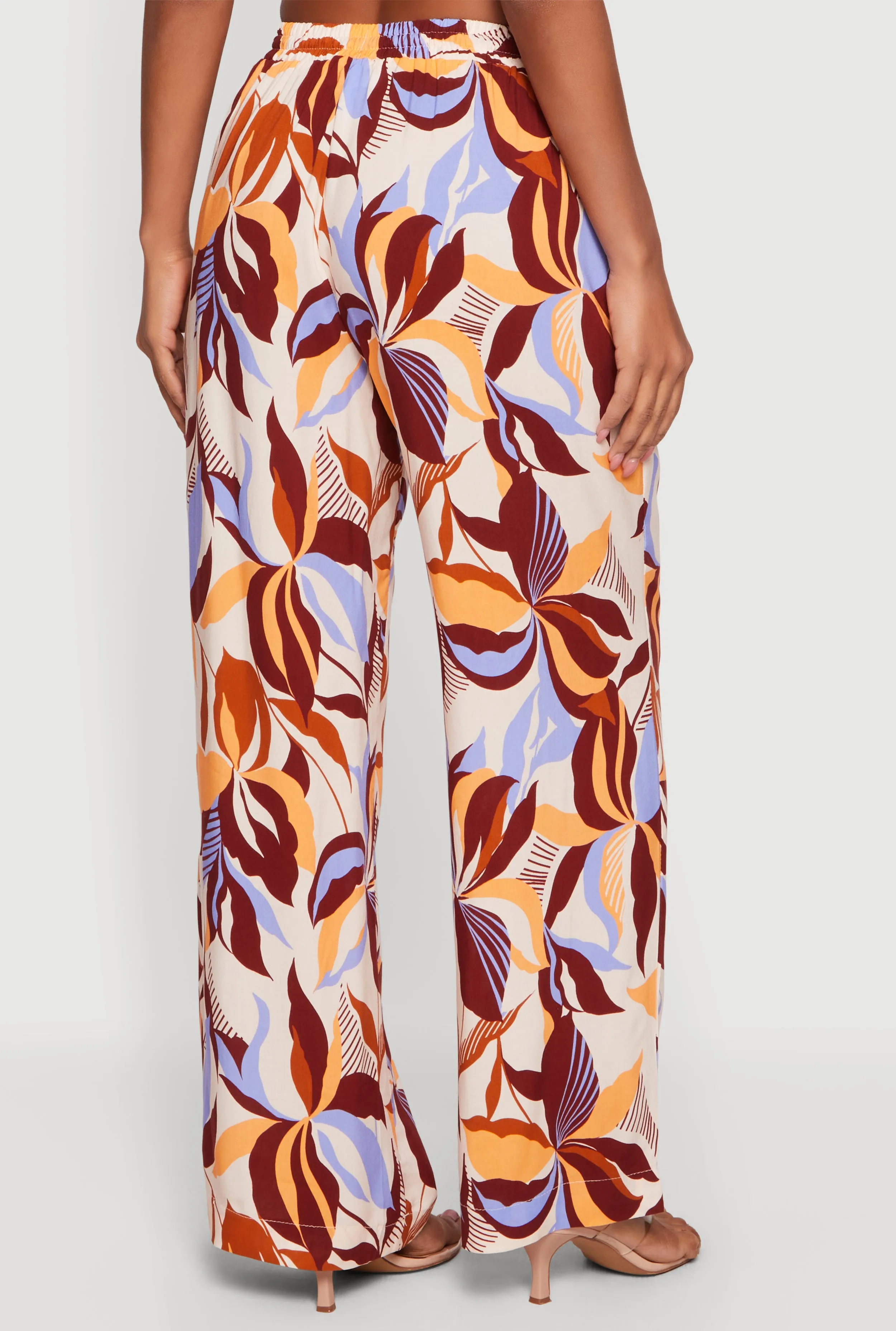 Leaf Print Drawstring High Waisted Pull On Pants sold by Rainbow product image thumbnail 5