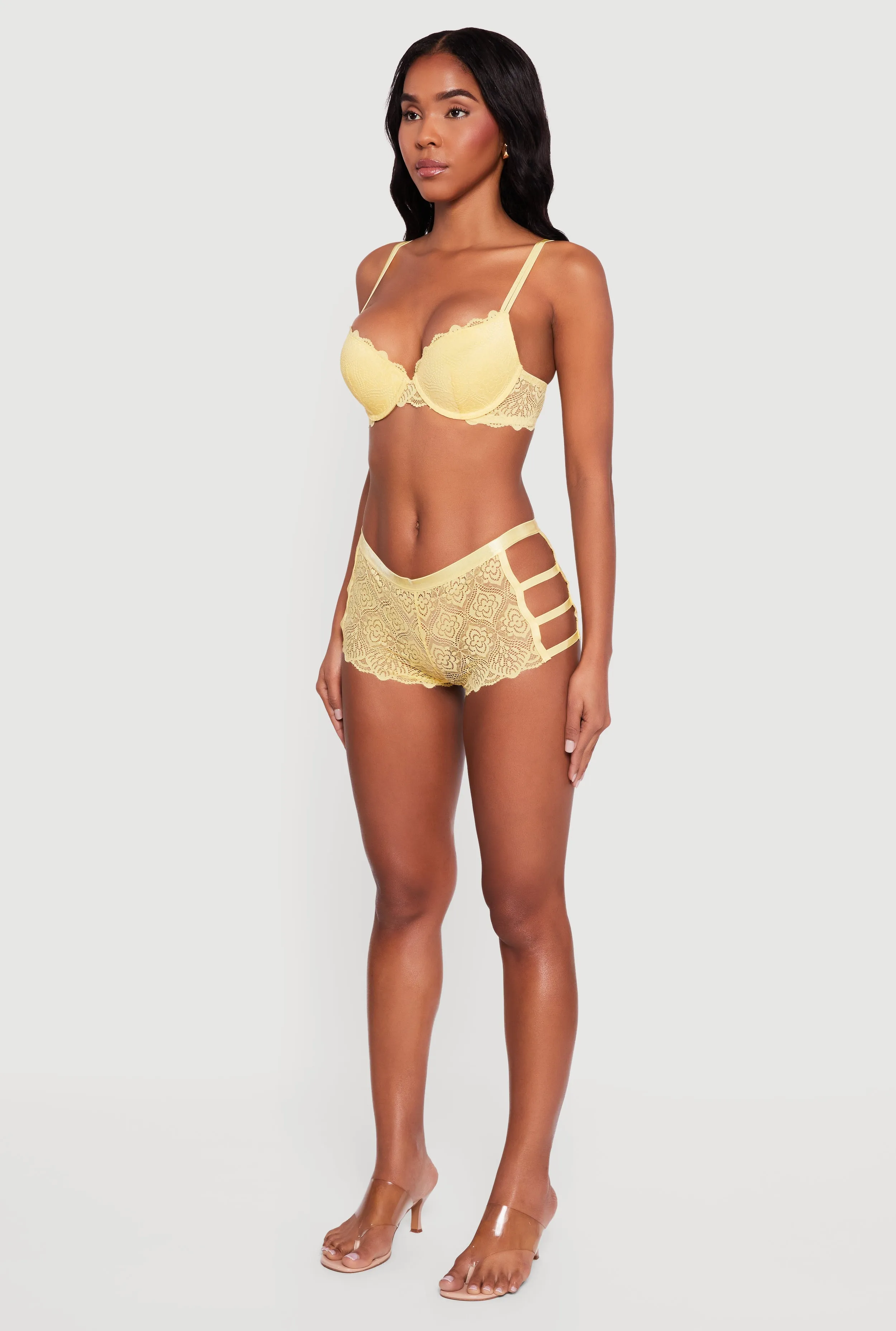 Open Side Caged Floral Lace Boyshort Panty sold by Rainbow product image thumbnail 5