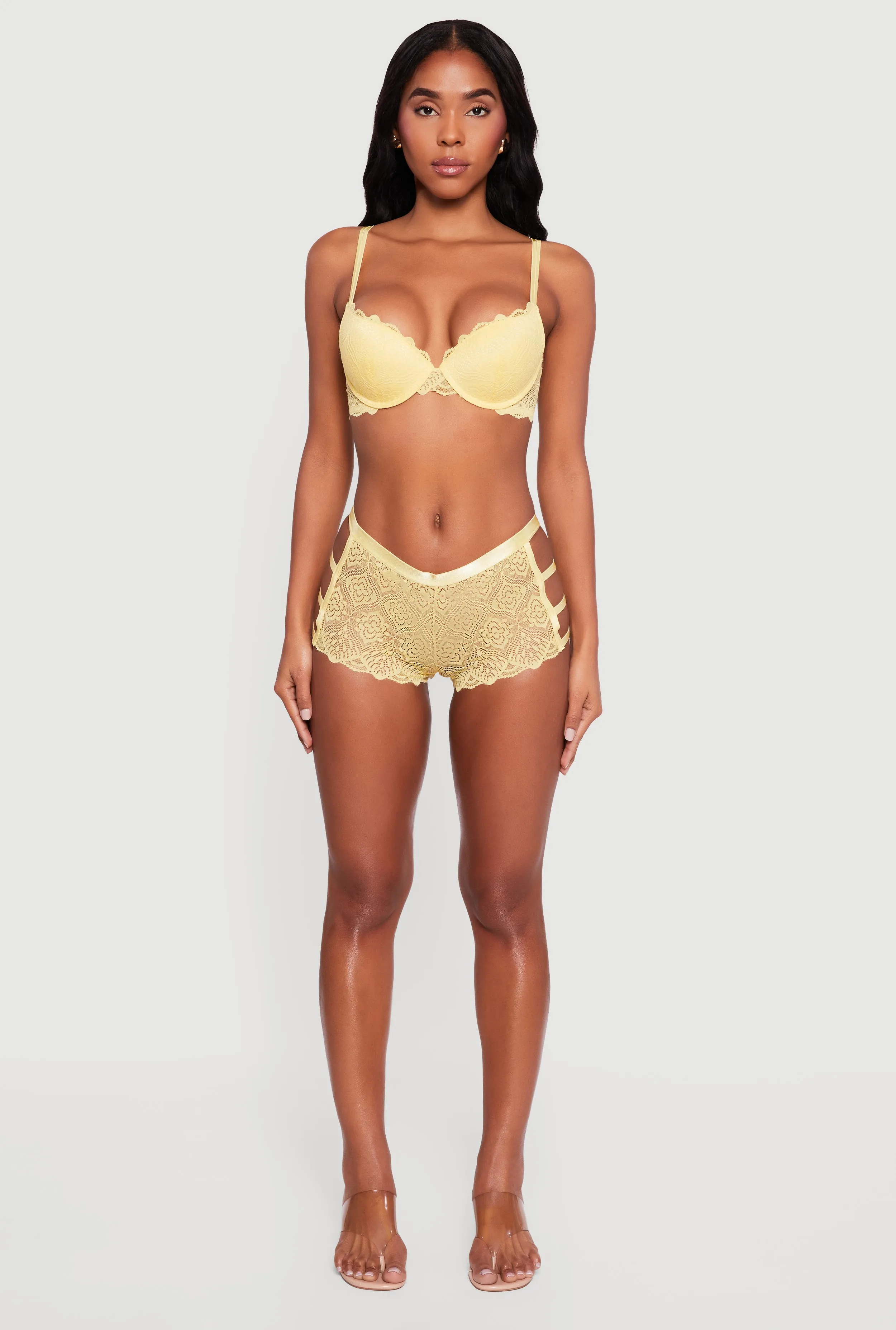 Open Side Caged Floral Lace Boyshort Panty sold by Rainbow product image thumbnail 3