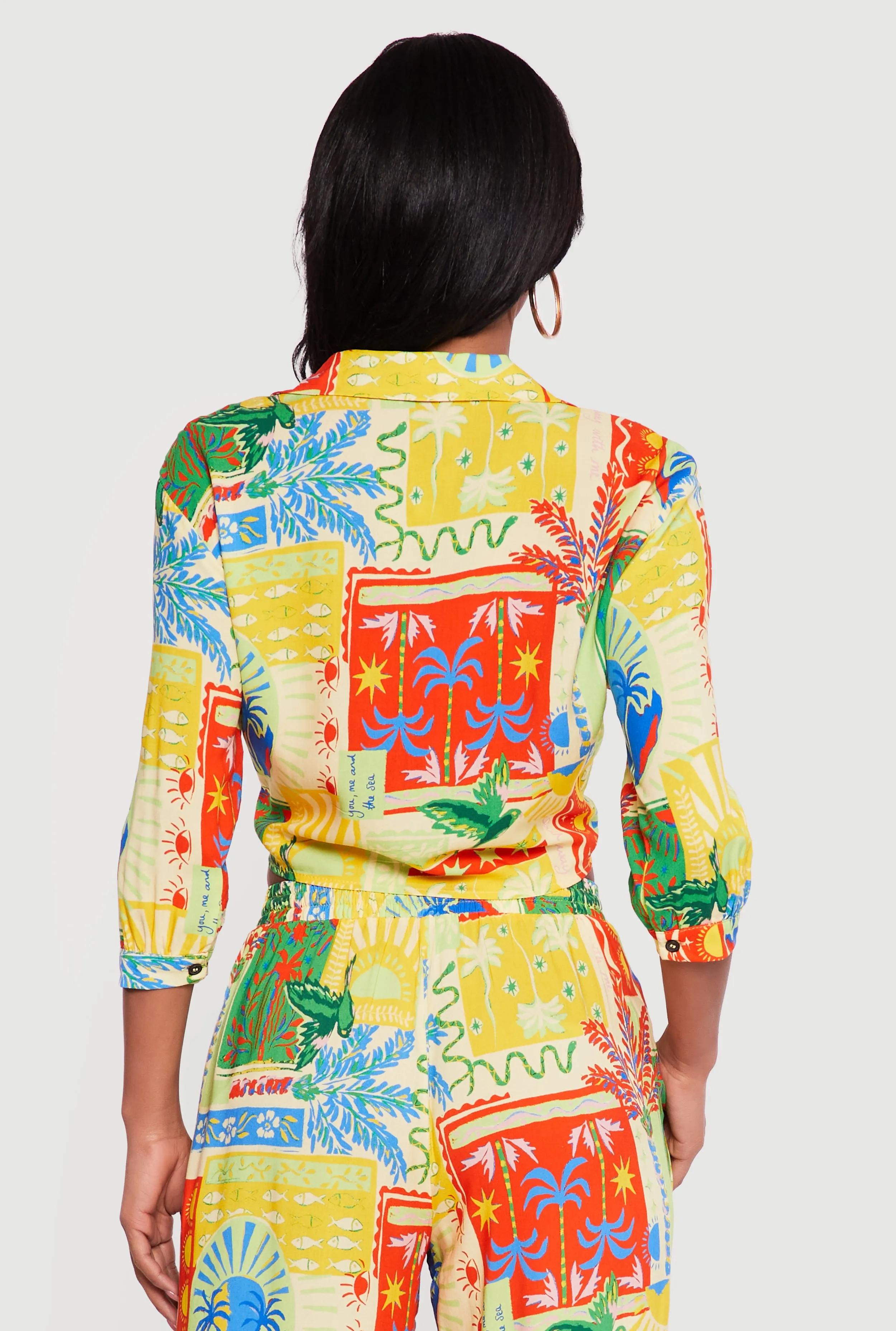 Patterned Cropped Tie Front Shirt sold by Rainbow product image thumbnail 5